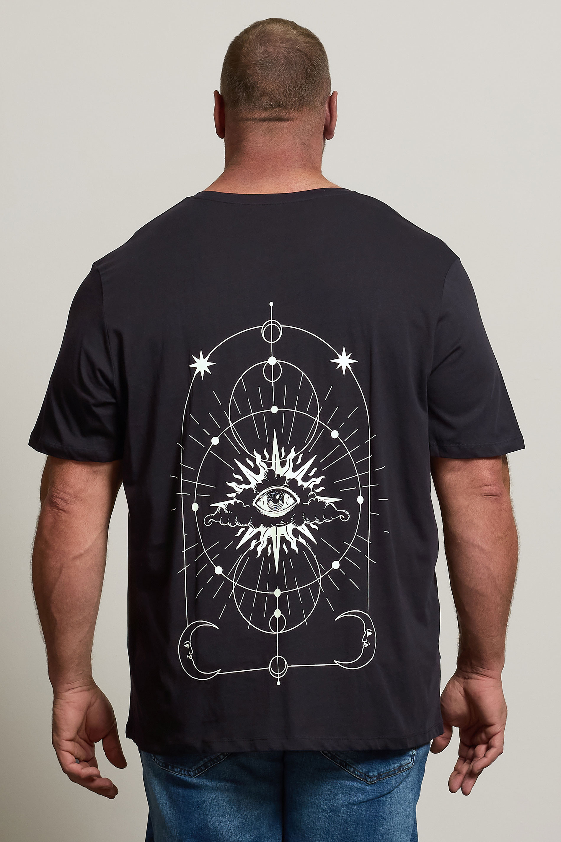 JACK & JONES Big & Tall Black 'Eye' Print T-Shirt | BadRhino 3