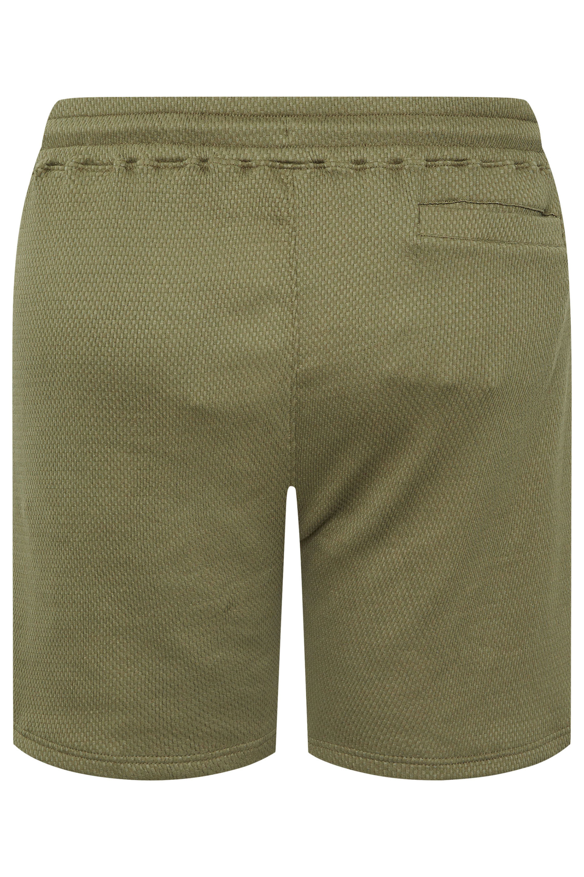 STUDIO A Big & Tall Khaki Green Popcorn Stitch Textured Shorts | BadRhino 5