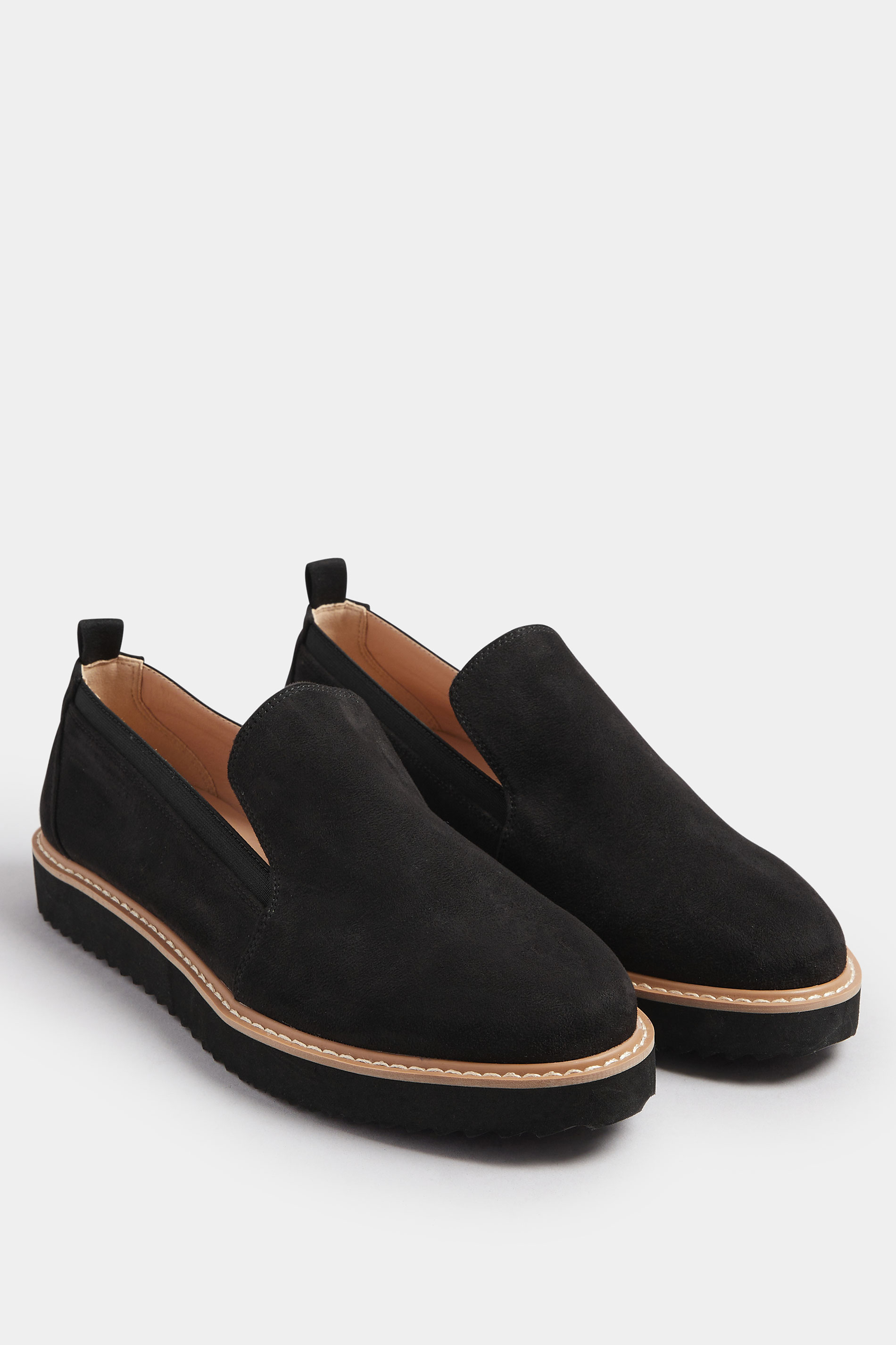 LTS Black Faux Suede Slip-On Loafers In Standard Fit | Long Tall Sally 2