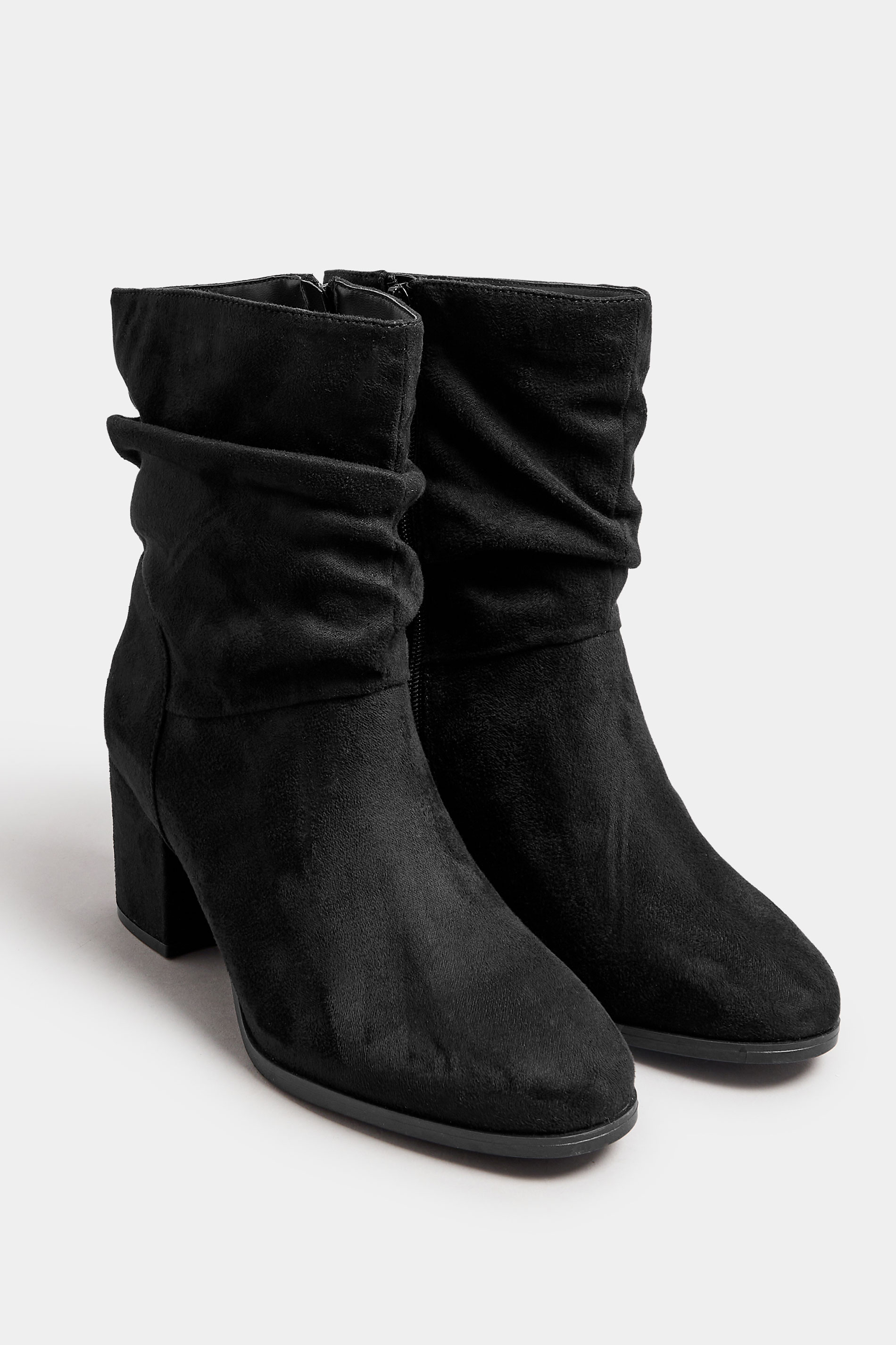 Black Faux Suede Slouch Ankle Boots In Wide E Fit & Extra Wide EEE Fit | Yours Clothing 2