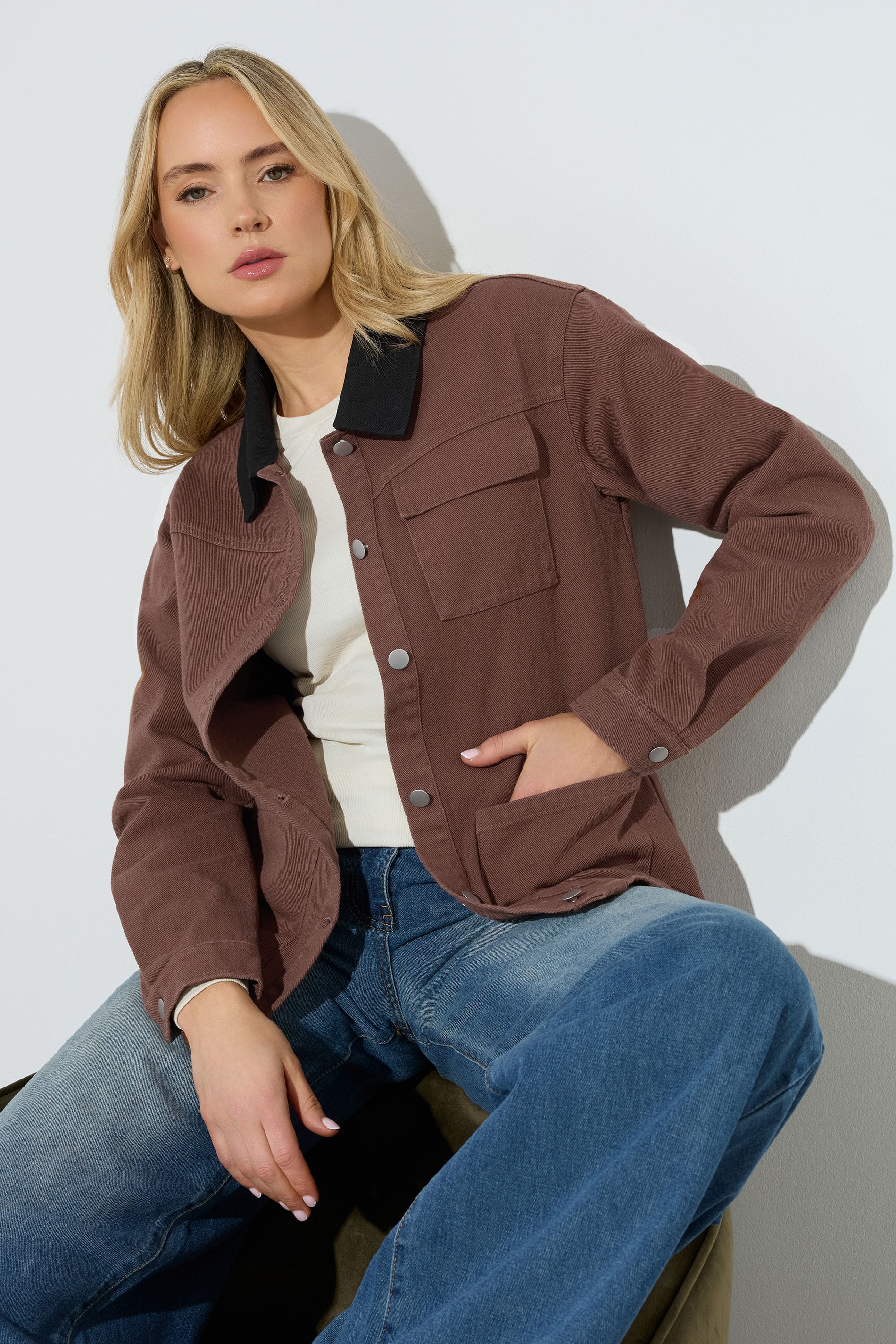 LTS Tall Women's Chocolate Brown Twill Barn Jacket | Long Tall Sally 3
