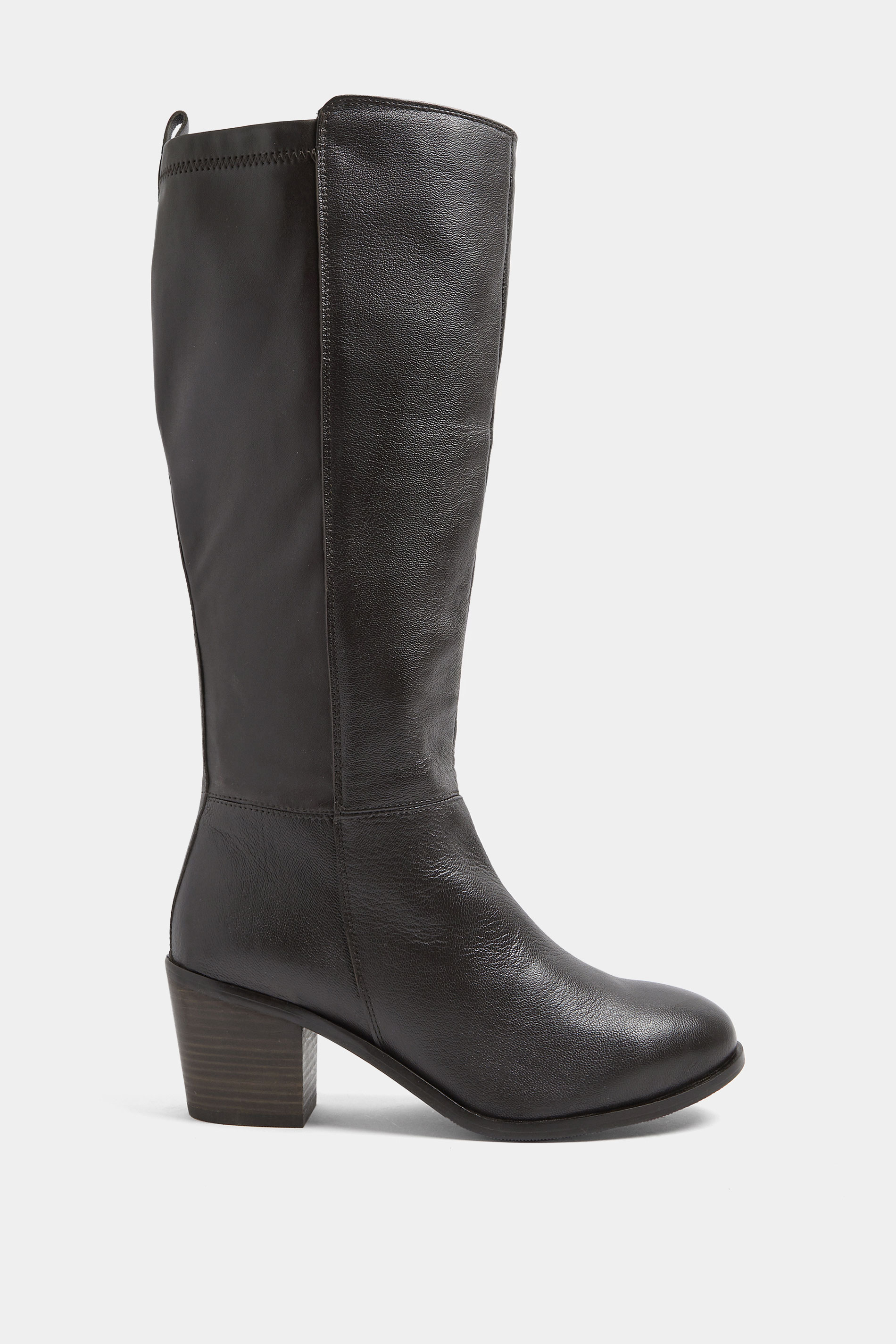 Dark Brown Real Leather Knee High Boots In Wide E Fit | Yours Clothing 2