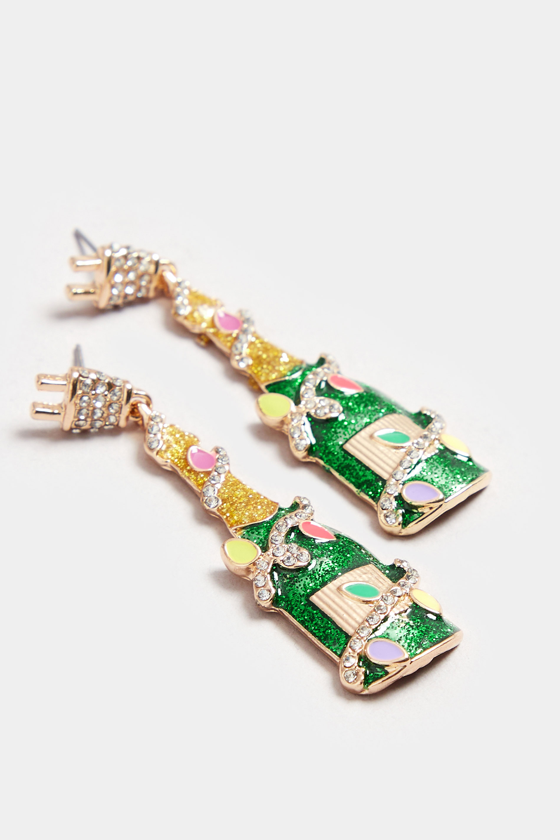 Gold Tone Party Bottle Novelty Earrings | Yours Clothing 3