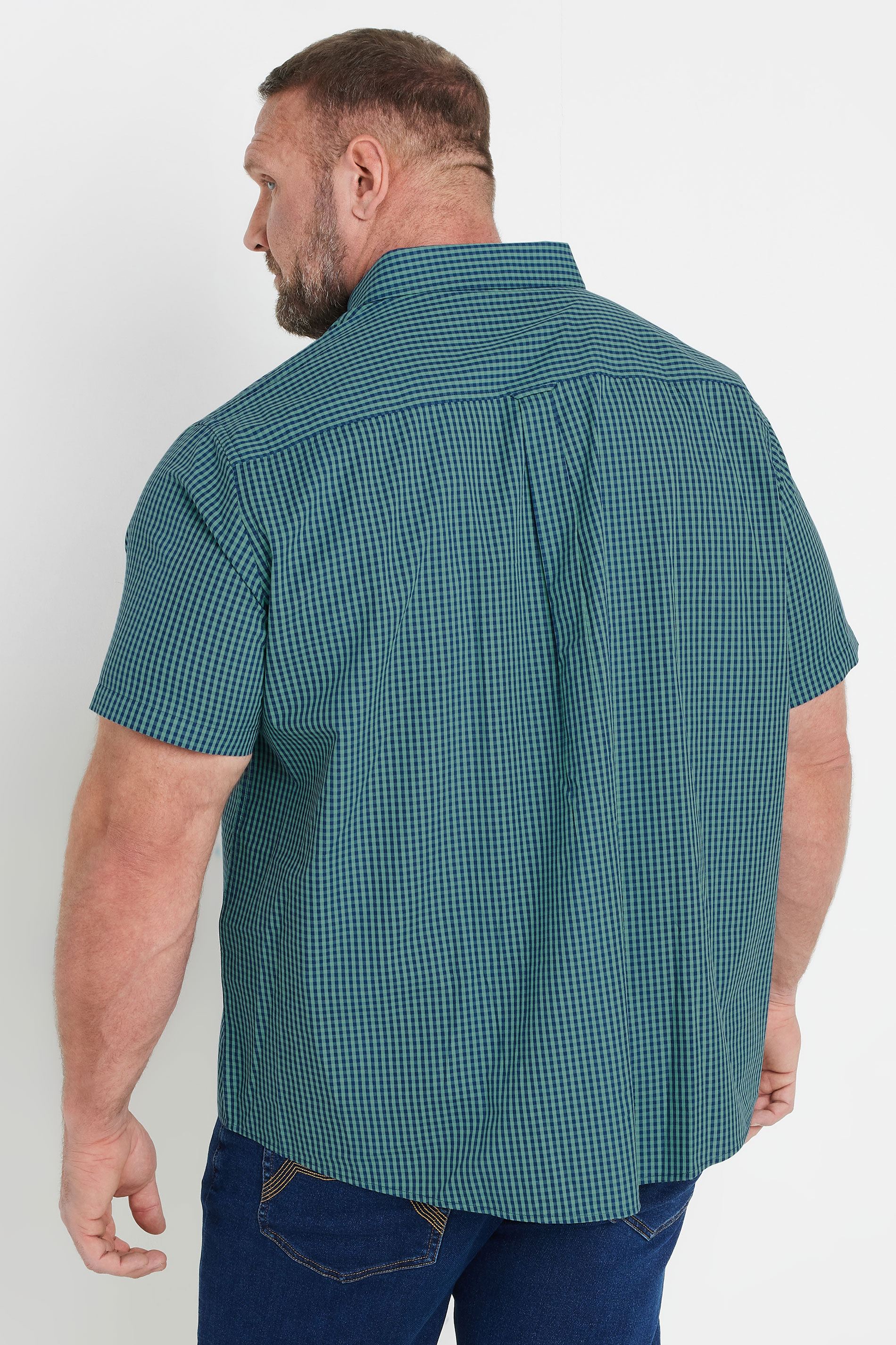 BadRhino Big & Tall Blue Gingham Check Shirt | BadRhino 4