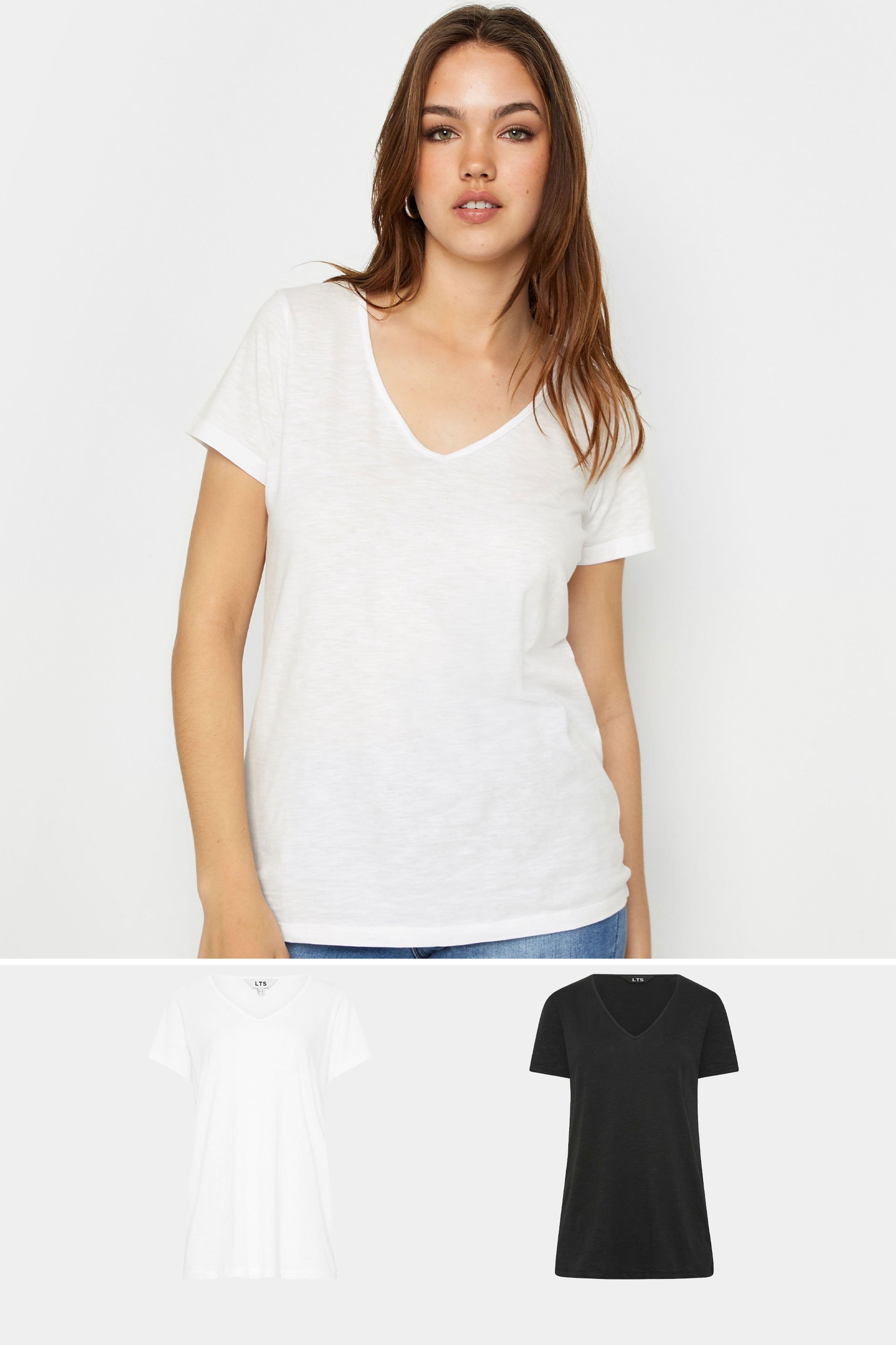 LTS 2 PACK Tall White & Black Short Sleeve T-Shirts | Long Tall Sally 1