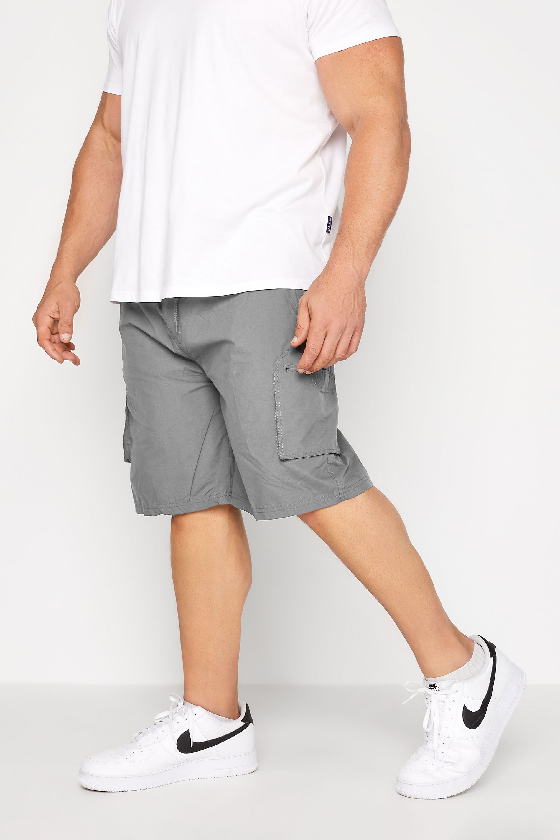 D555 Big & Tall Grey Cargo Shorts | BadRhino 1