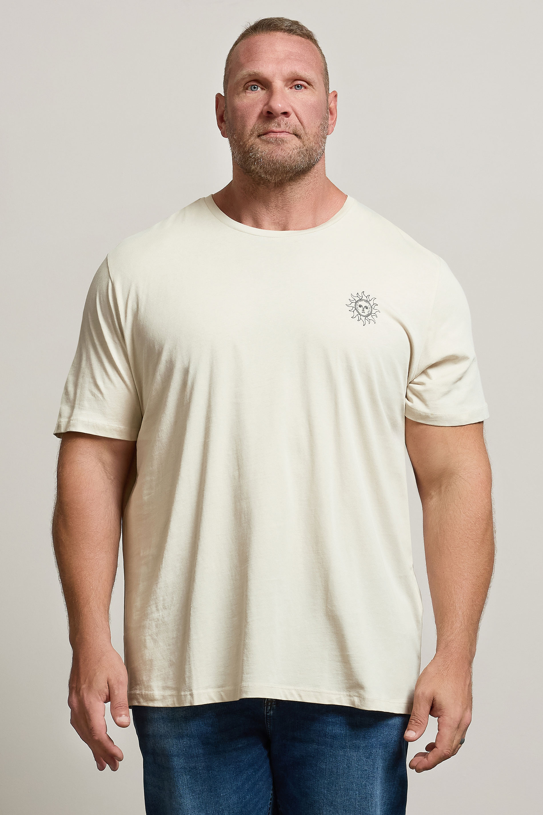 JACK & JONES Big & Tall Moonbeam White 'Astrology Sun' Print T-Shirt | BadRhino 1