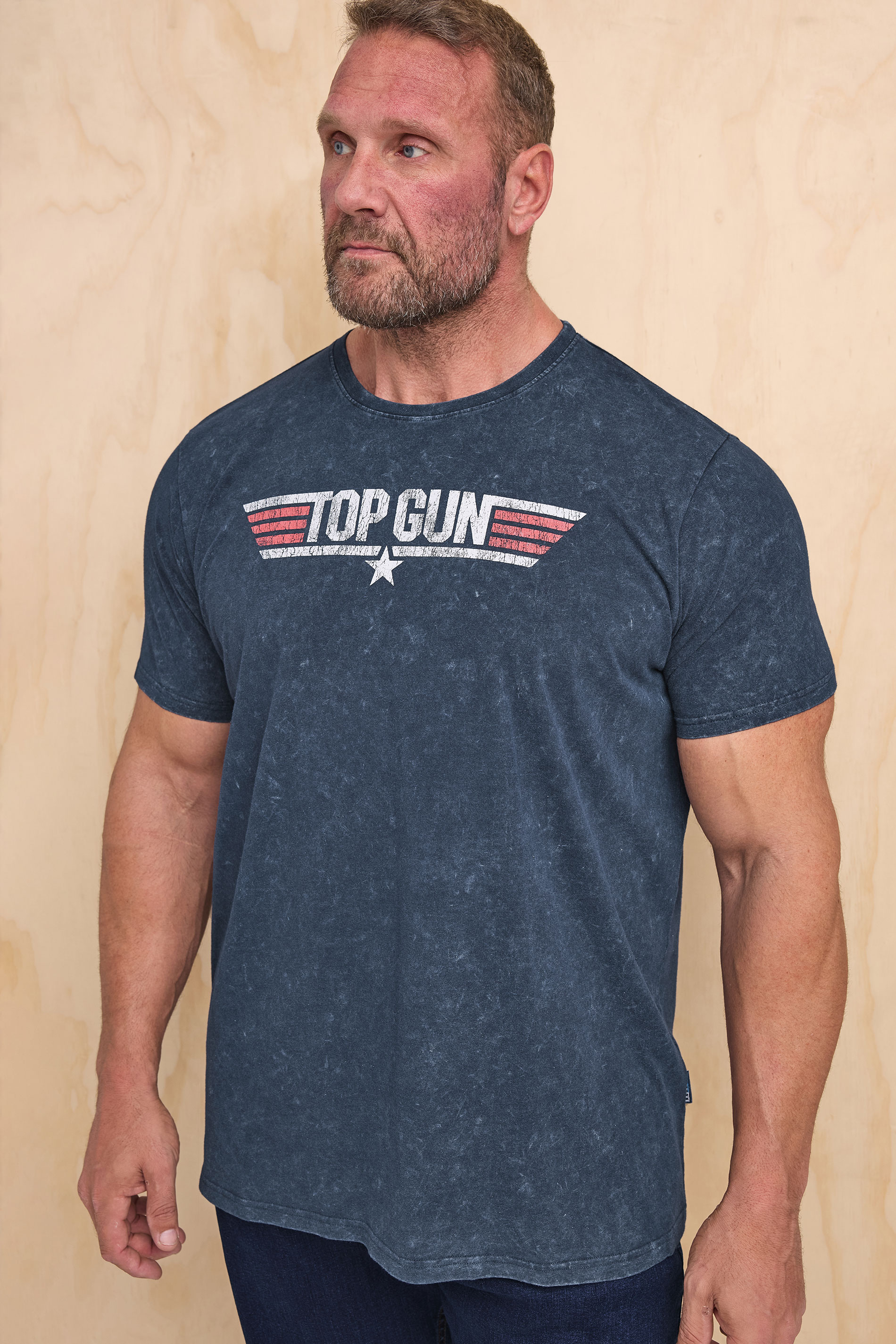 BadRhino Big & Tall Navy Blue Acid Wash Top Gun T-Shirt | BadRhino 1