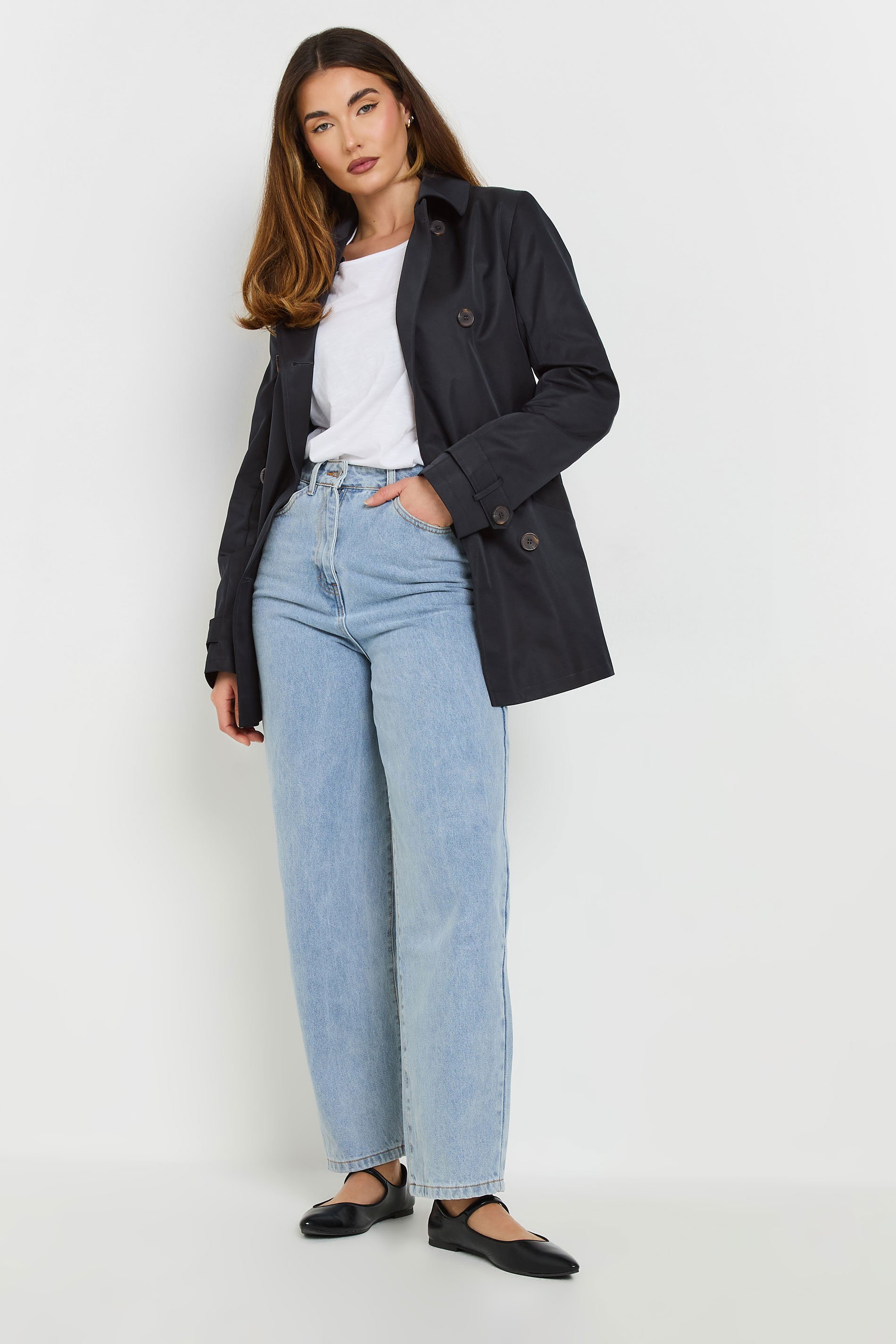 LTS Tall Navy Blue Lined Trench Coat | Long Tall Sally 3