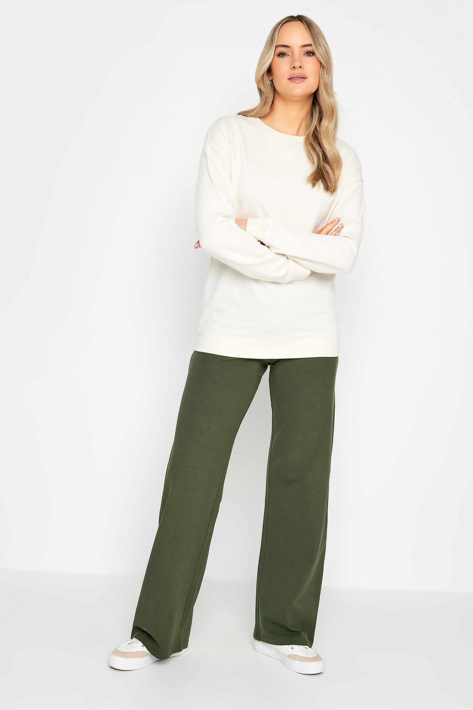LTS Tall Womens Khaki Green Wide Leg Yoga Pants | Long Tall Sally 1