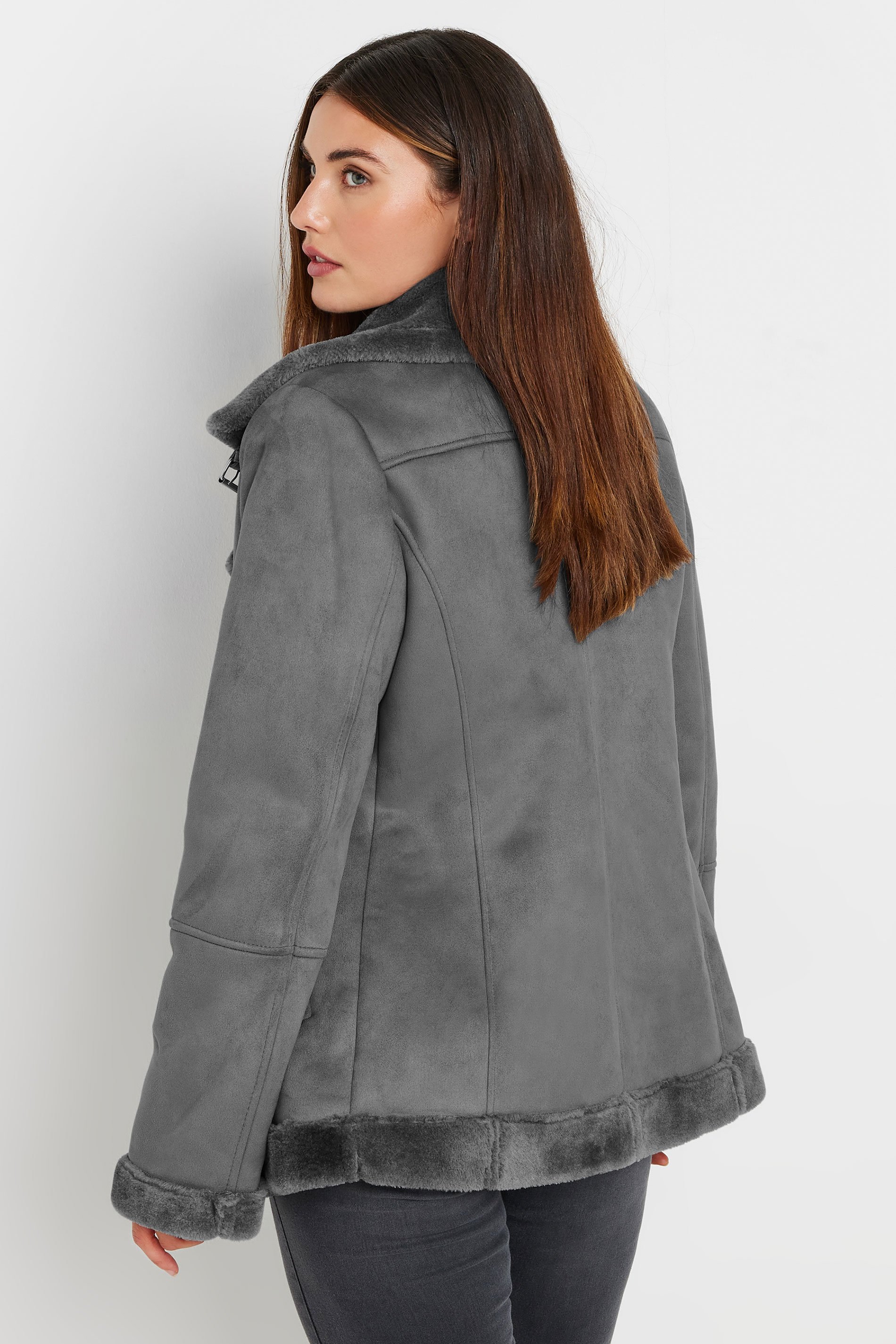 LTS Tall Grey Aviator Jacket | Long Tall Sally 3
