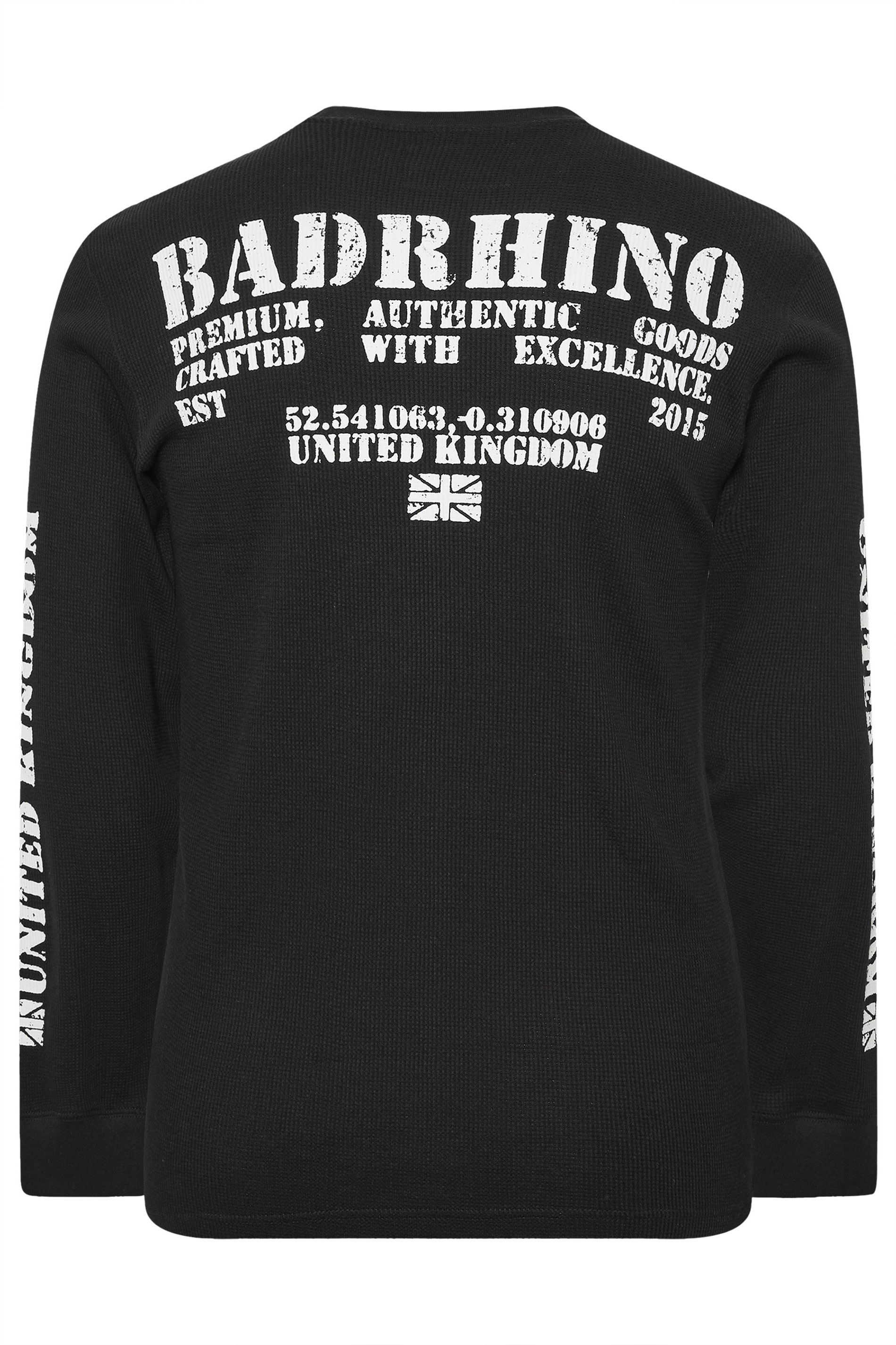 BadRhino Big & Tall Black Military Waffle Texture Long sleeve T-Shirt | BadRhino 8