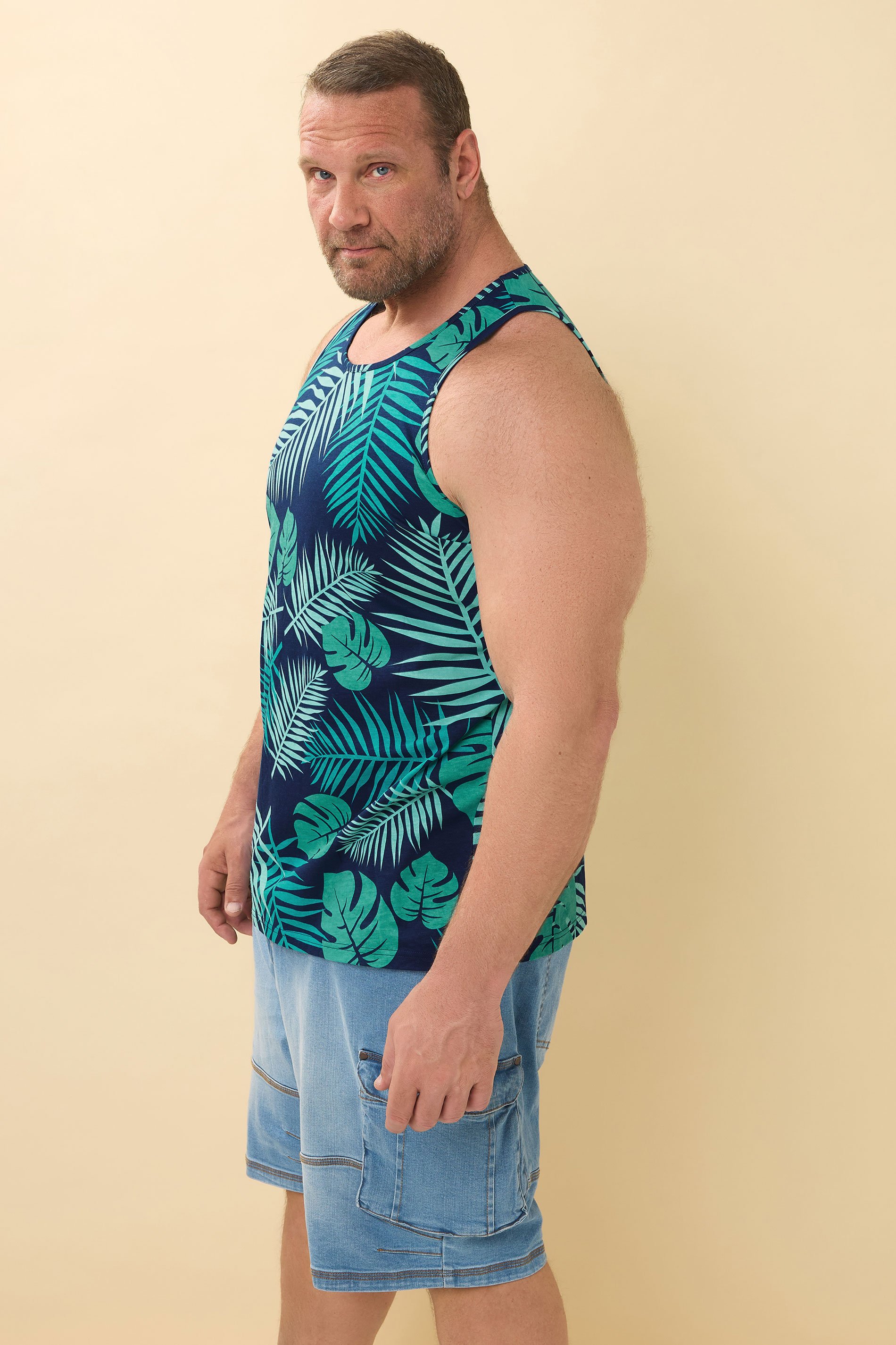 BadRhino Big & Tall Navy Blue Leaf Printed Vest | BadRhino 5