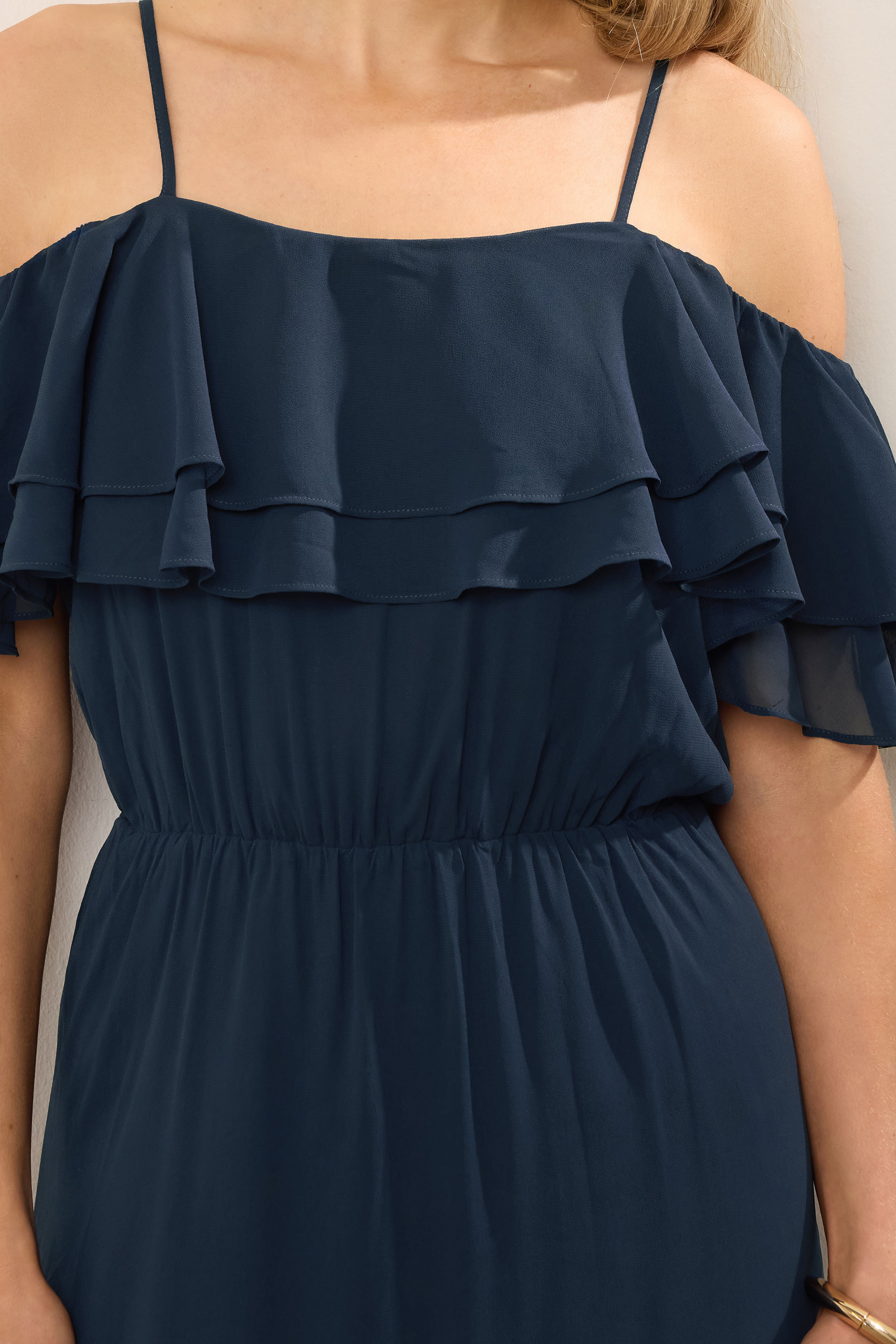 LTS Tall Women's Navy Blue Ruffle Maxi Dress | Long Tall Sally  4