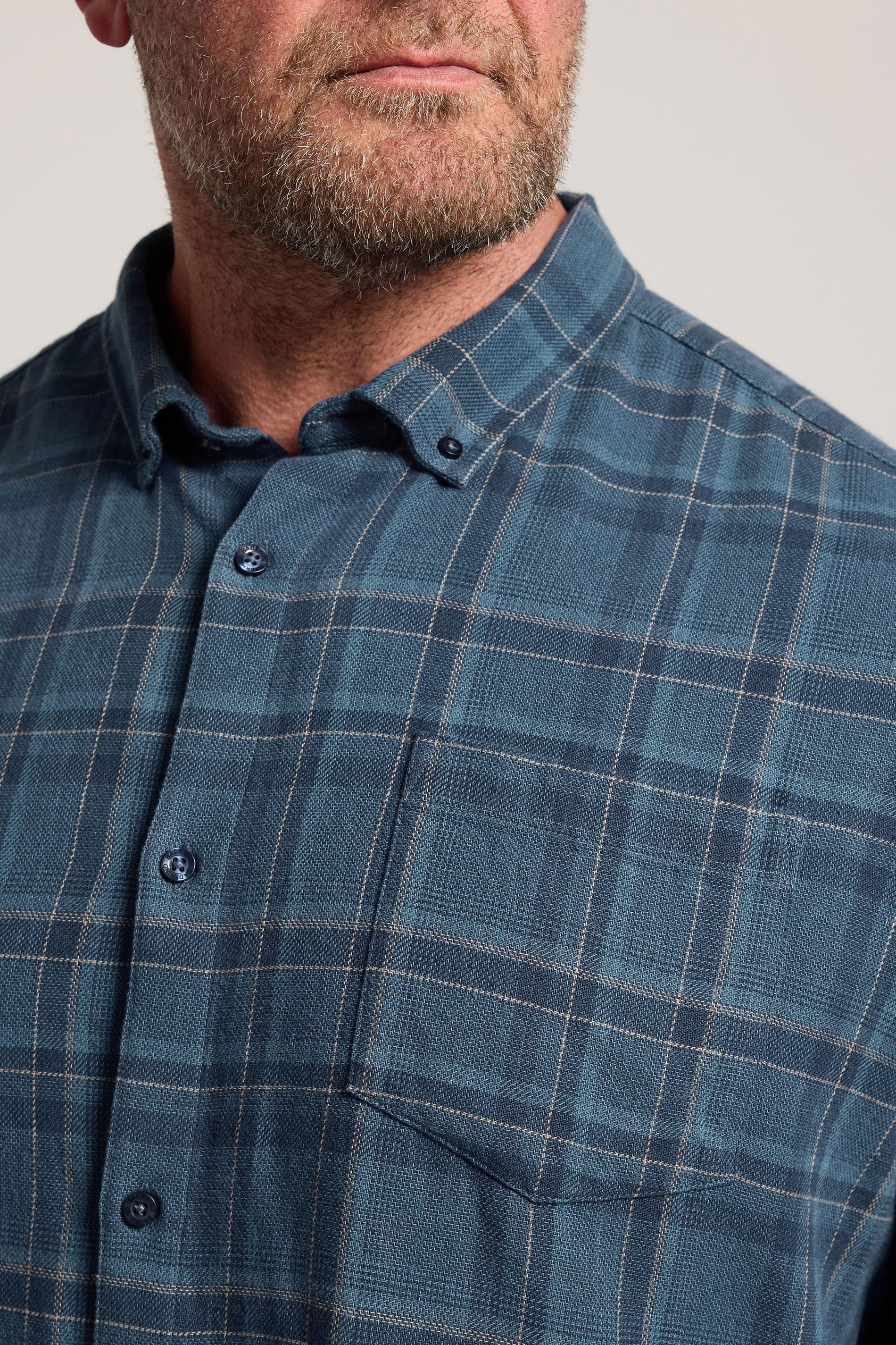 BadRhino Big & Tall Blue Check Long Sleeve Shirt | BadRhino 4