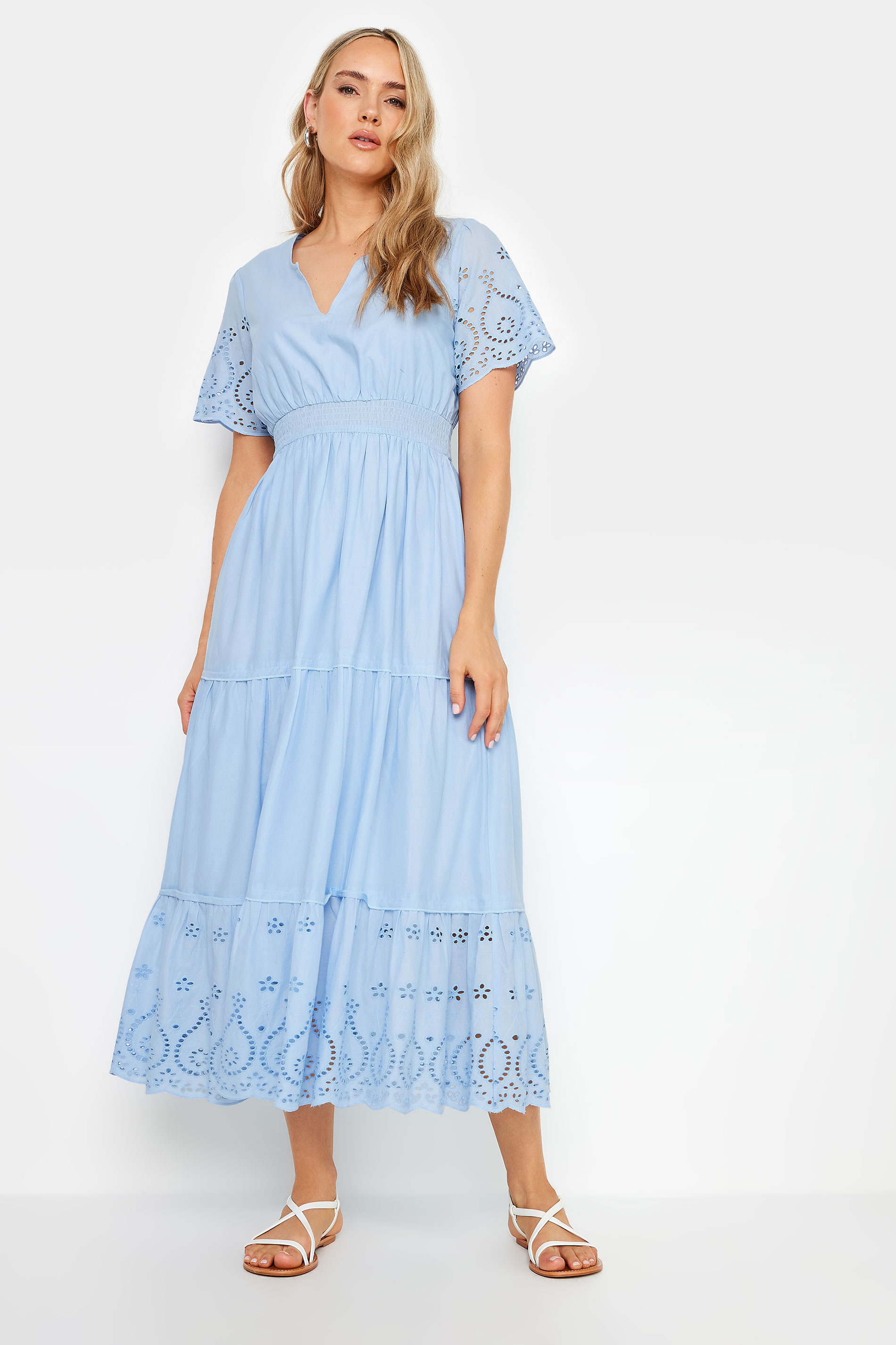 LTS Tall Blue Broderie Hem Maxi Dress | Long Tall Sally 2