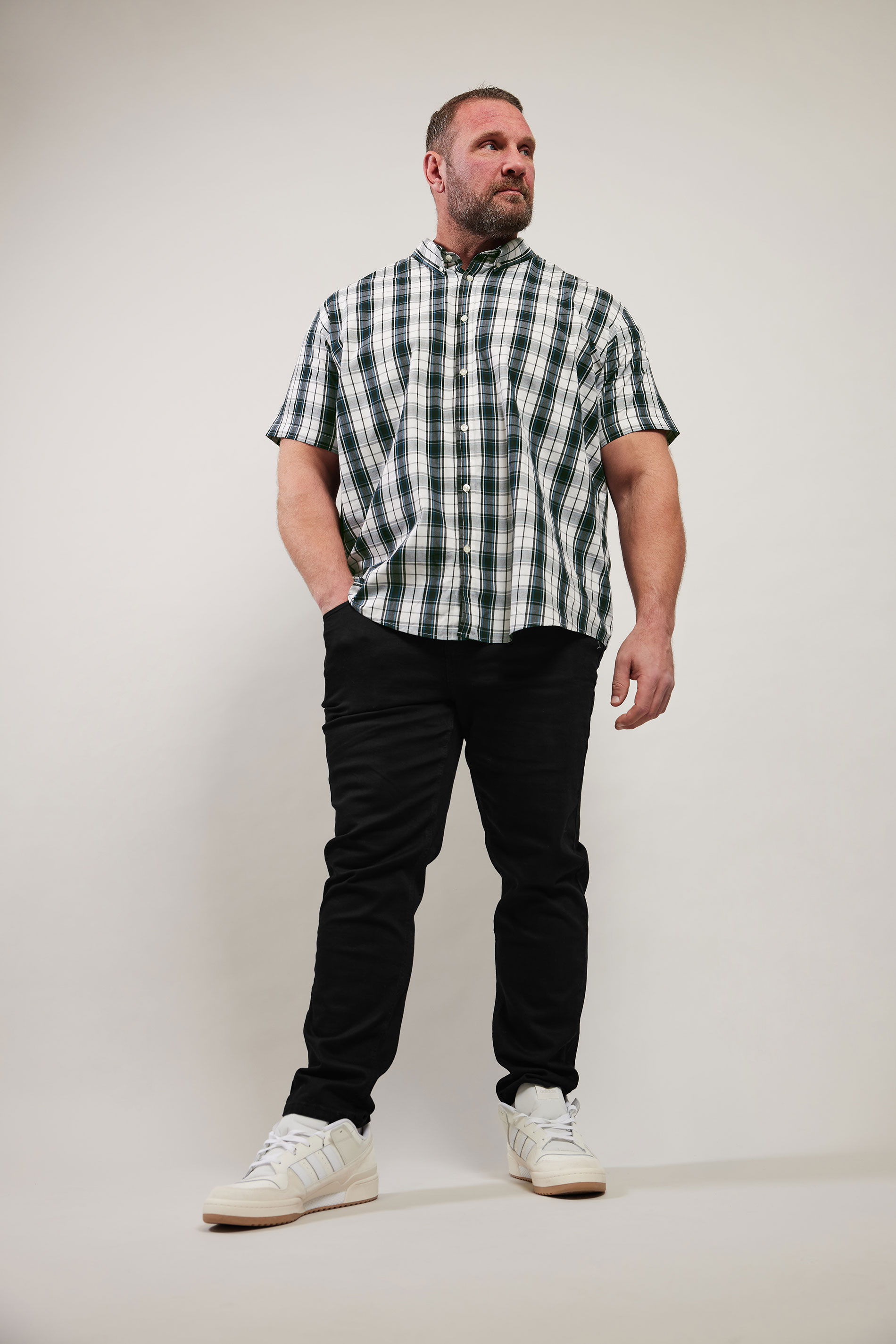 BadRhino Big & Tall Black & White Short Sleeve Check Shirt | BadRhino 1