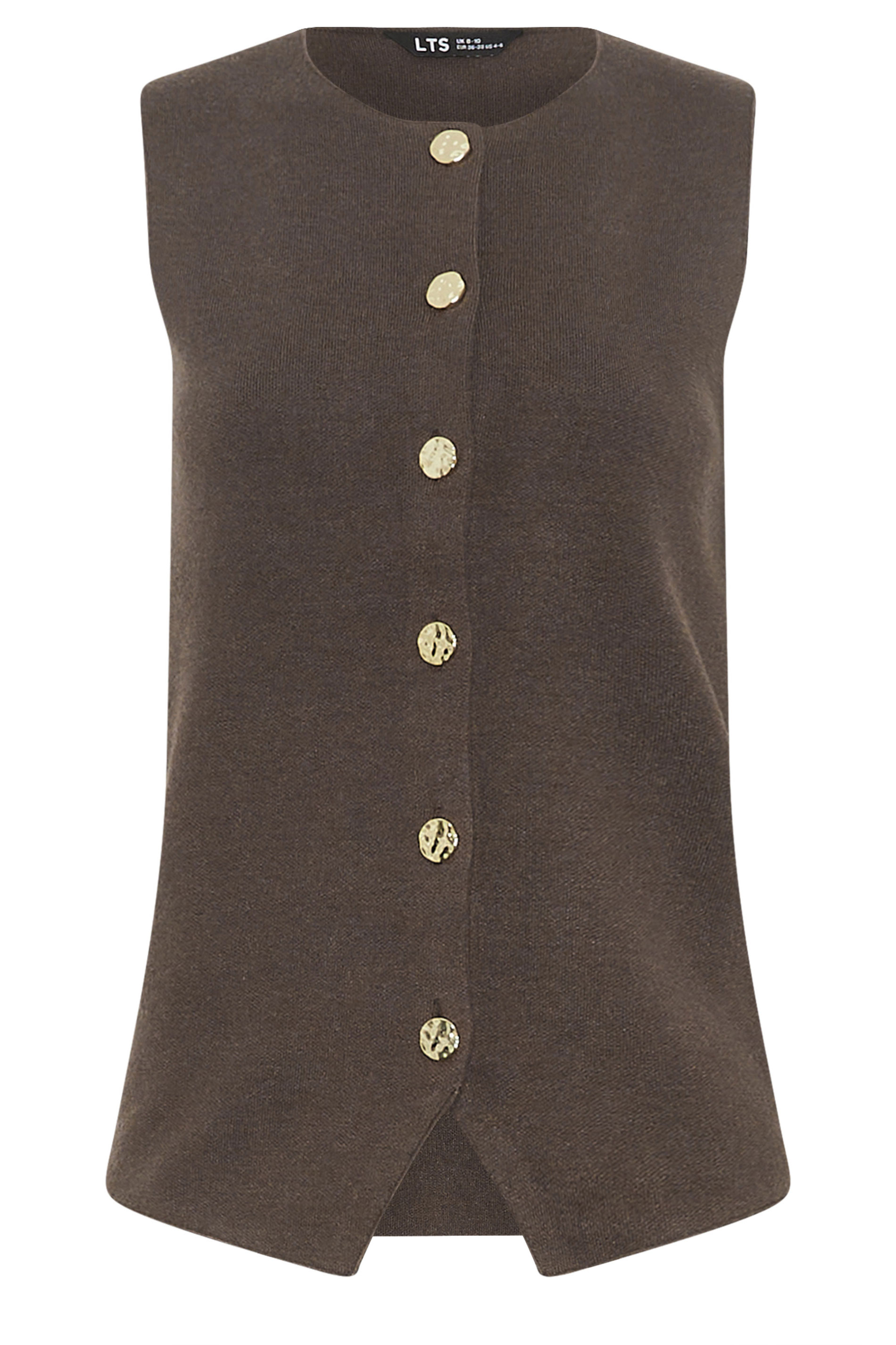 LTS Tall Women's Chocolate Brown Button Vest Top | Long Tall Sally 5