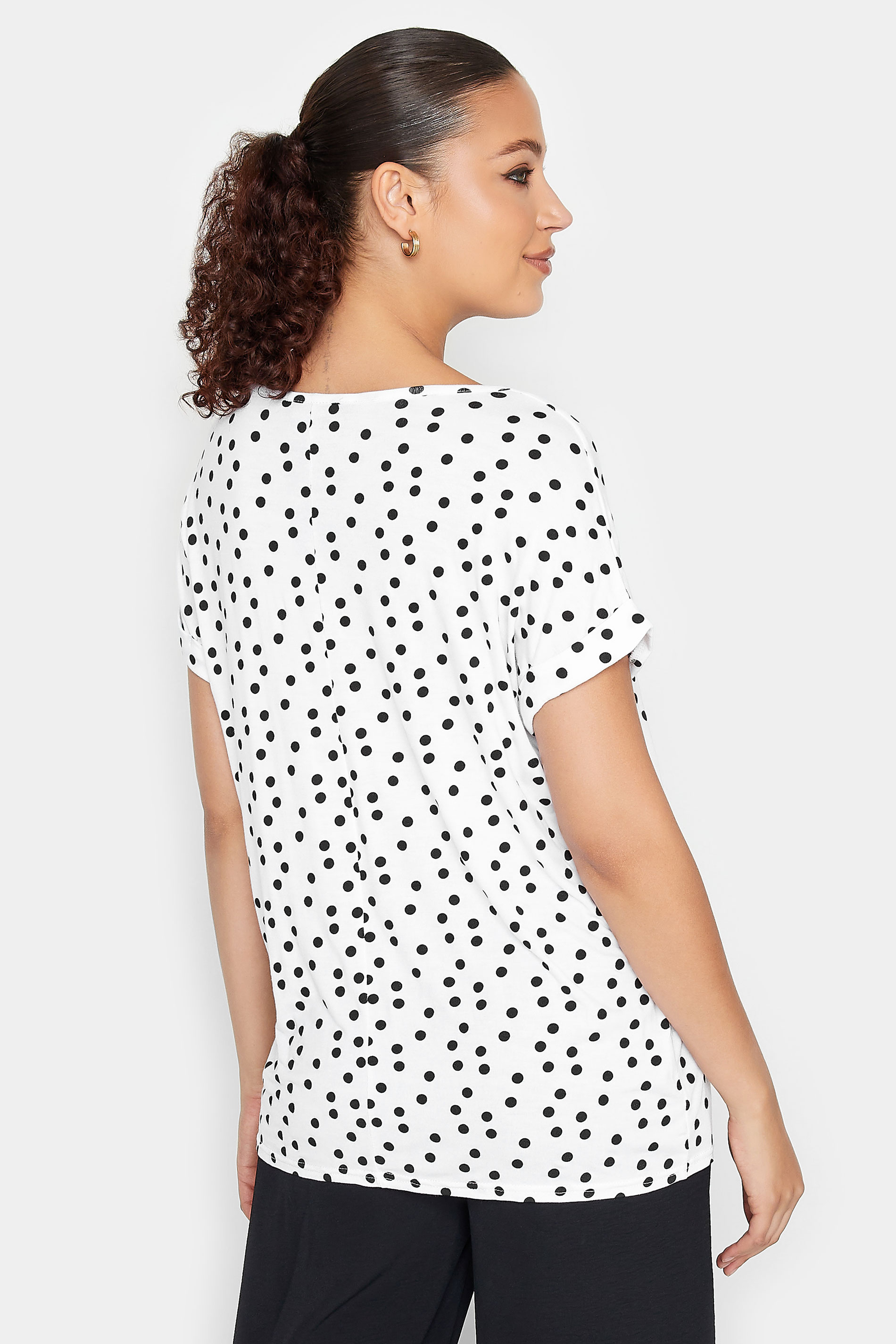 LTS Tall White Polka Dot Print T-Shirt | Long Tall Sally  3