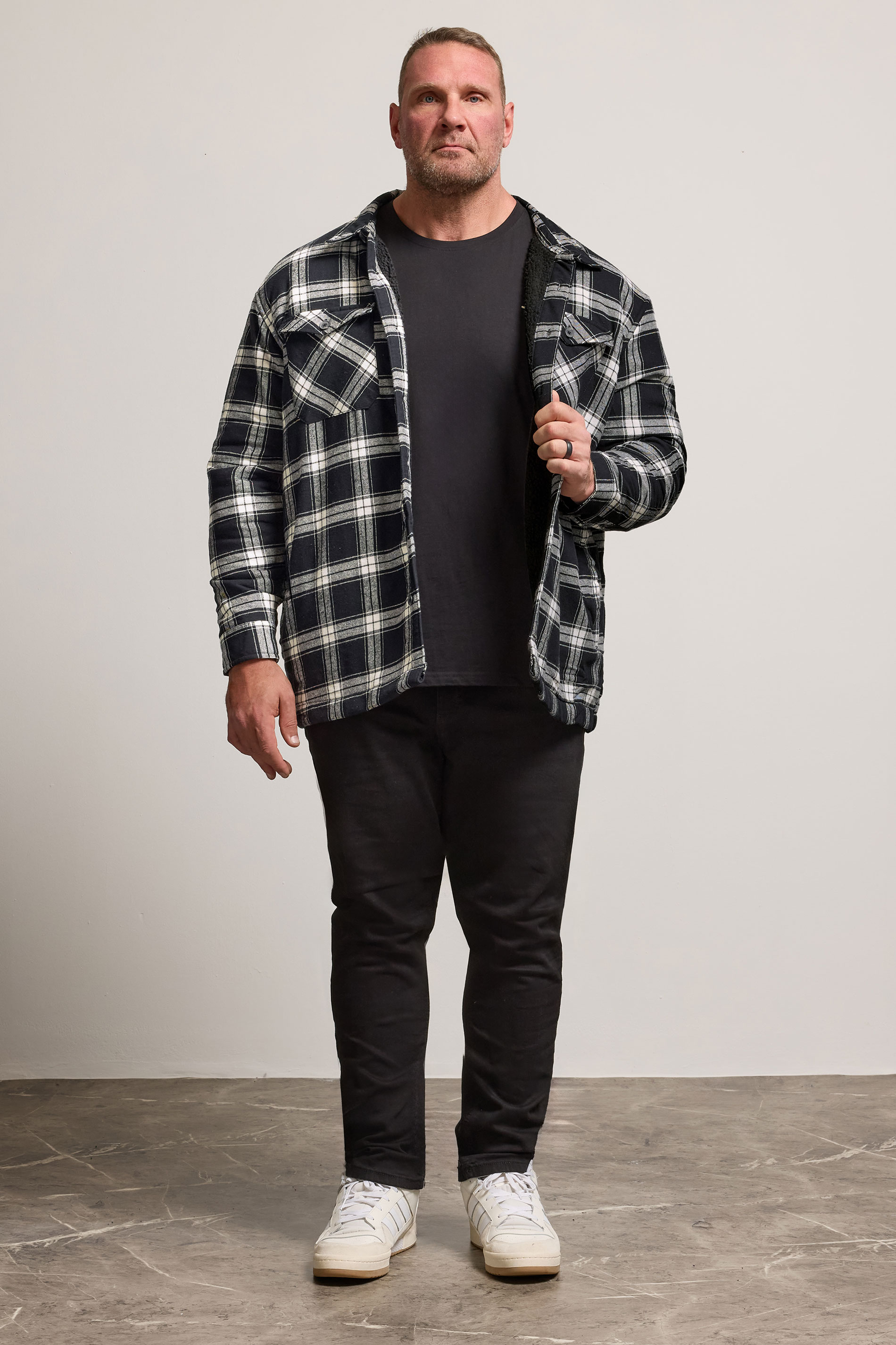 BadRhino Big & Tall Black Checked Borg Shacket | BadRhino 2