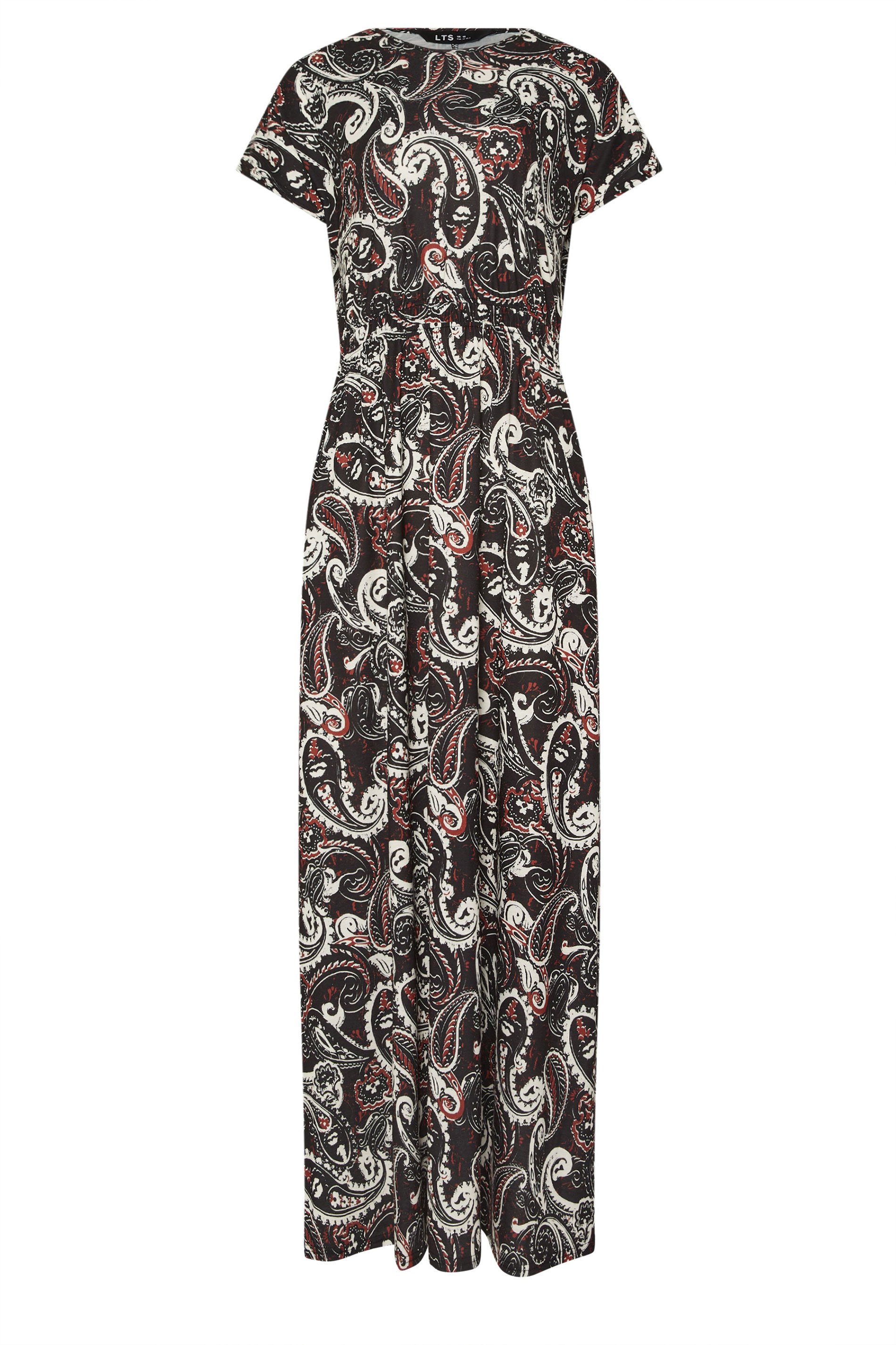 LTS Tall Black Paisley Shirred Waist Maxi Dress | Long Tall Sally 6