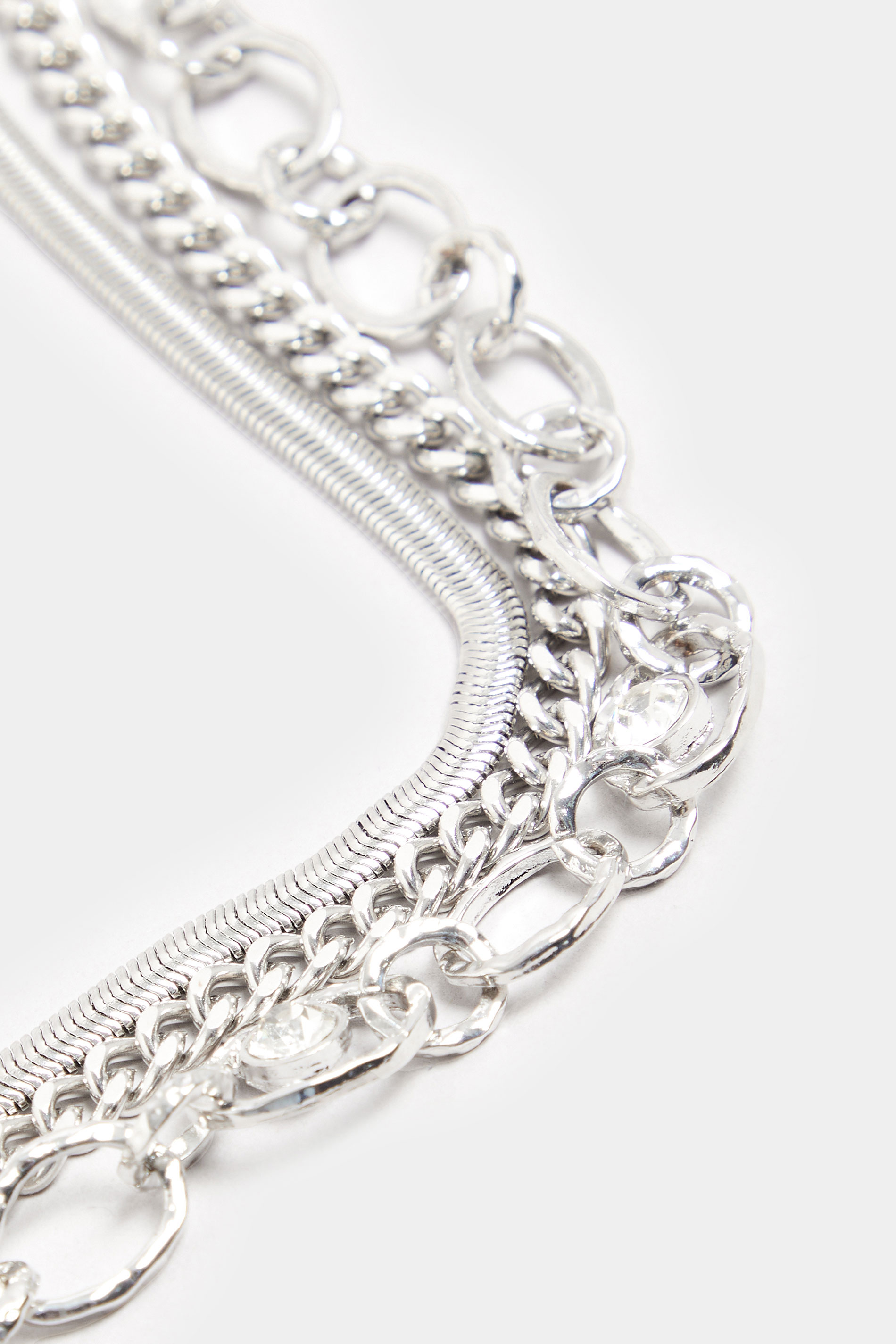 Silver Tone Double Layer Tear Drop Necklace | Yours Clothing 3