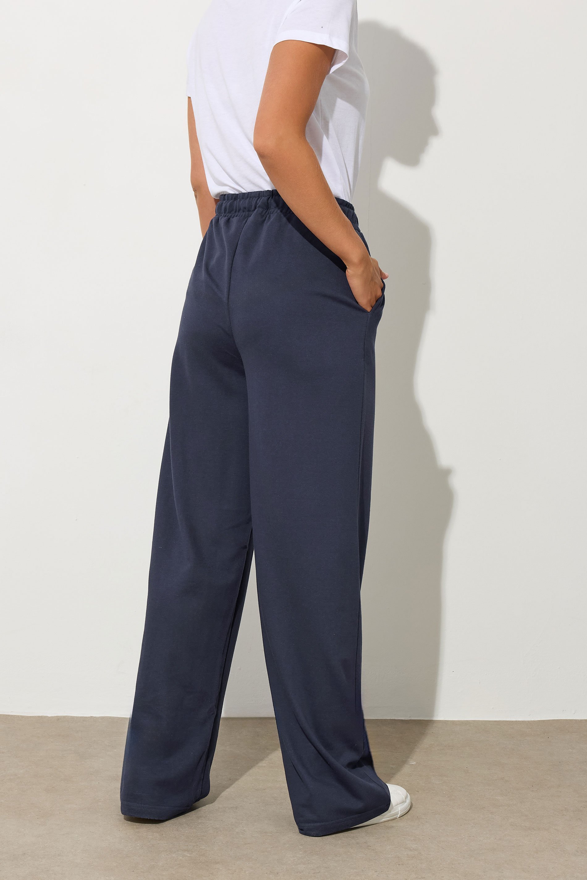 LTS Tall Navy Blue Seam Front Wide Leg Joggers | Long Tall Sally 3