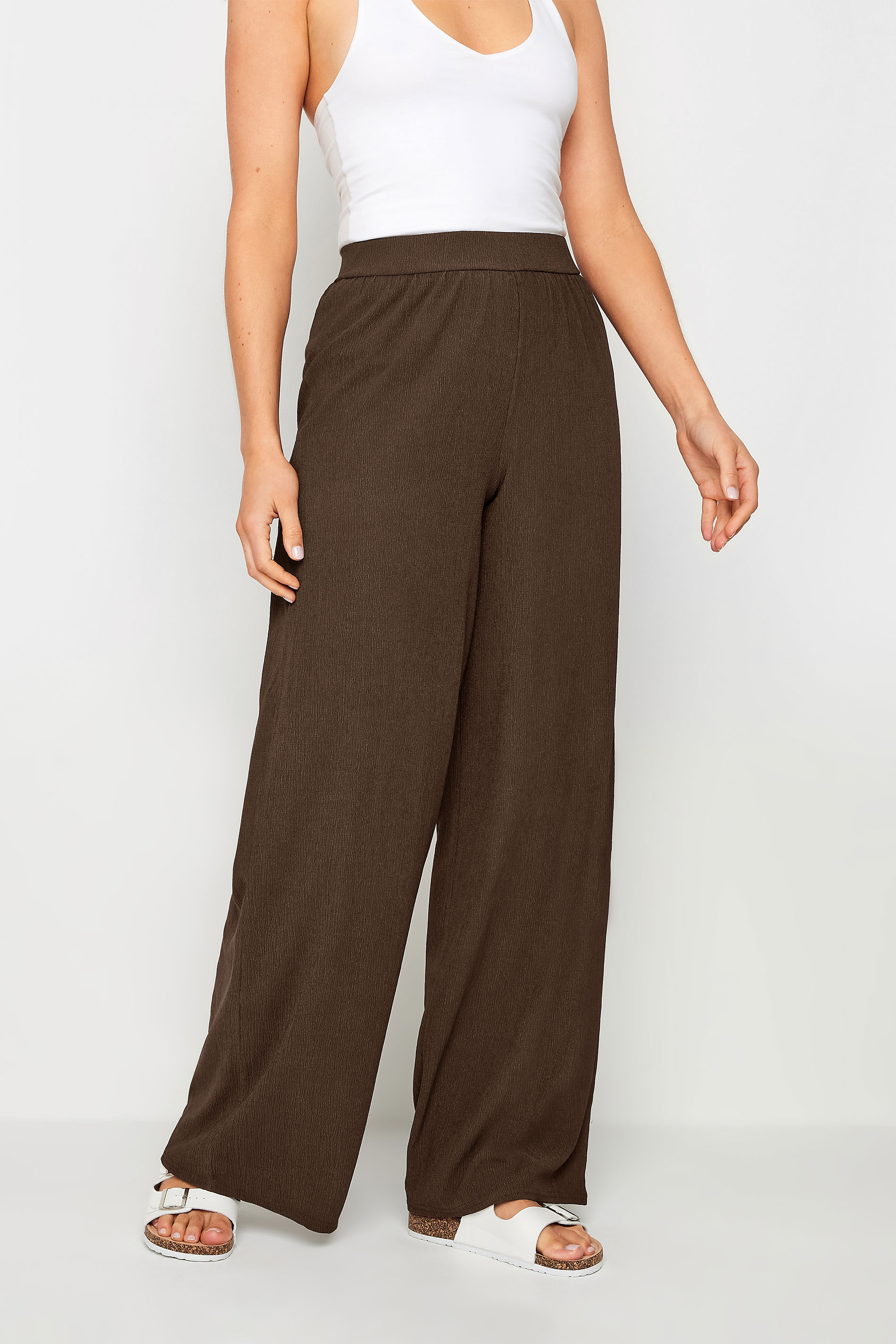 LTS Tall Women's Black Textured Wide Leg Trousers | Long Tall Sally  4