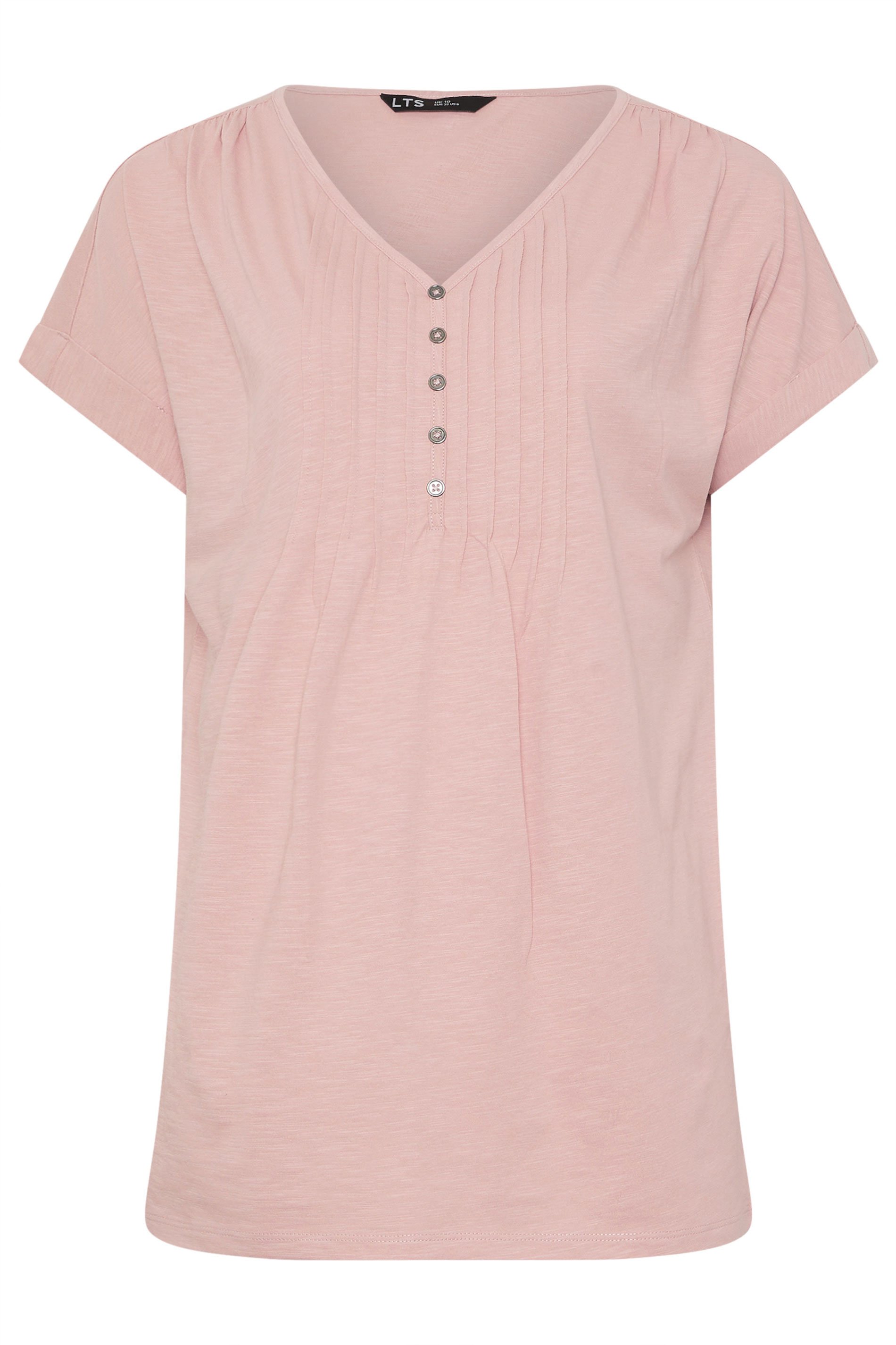 LTS Tall 2 PACK Pink & Green Floral Cotton Henley Tops | Long Tall Sally 8