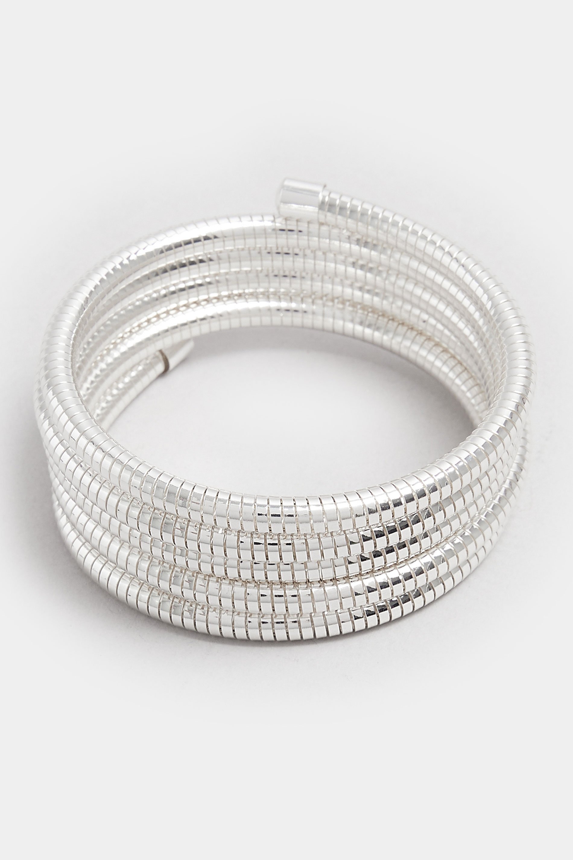 Silver Coil Wrap Stretch Bracelet | Yours Clothing 2