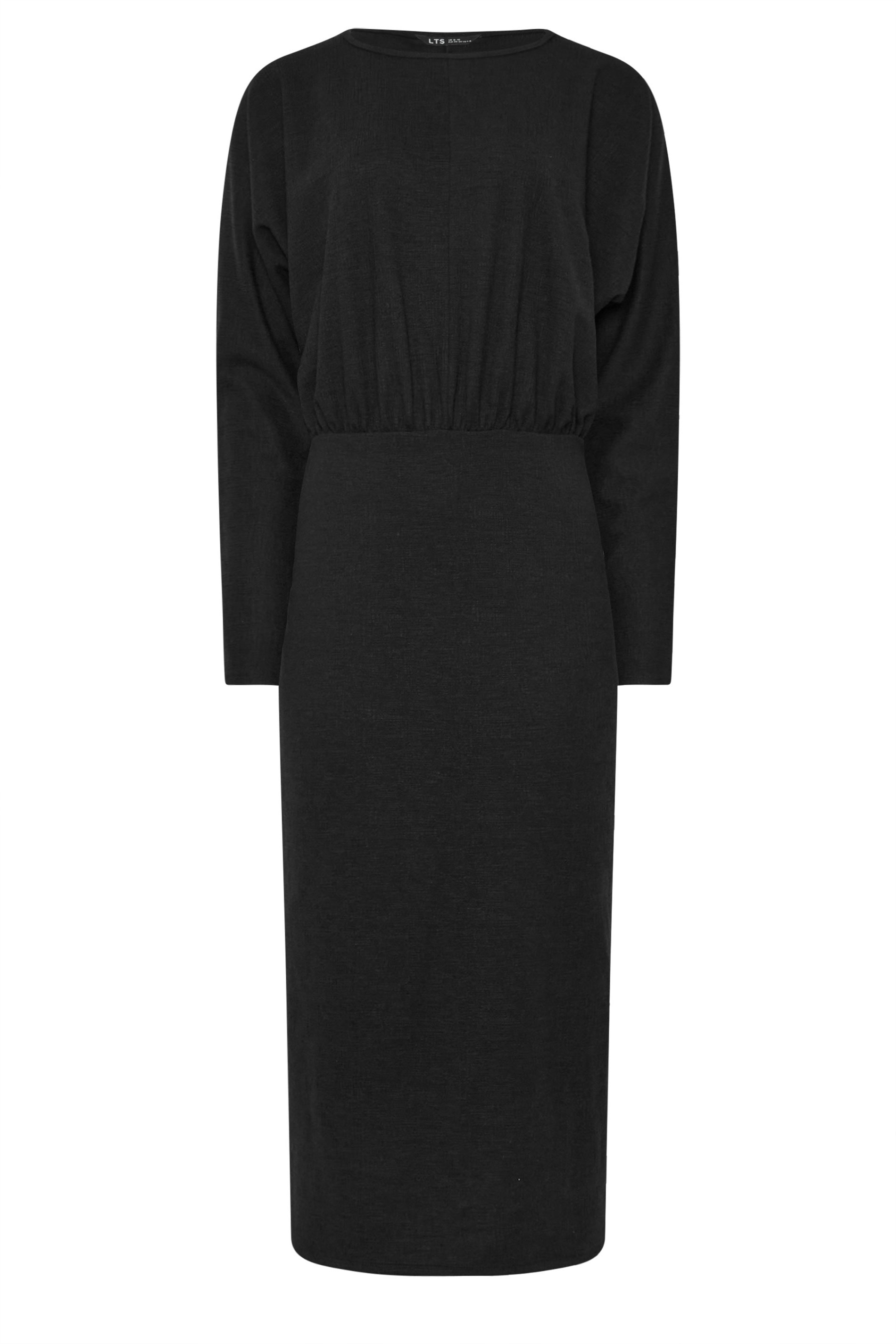 LTS Tall Black Textured Batwing Midi Dress | Long Tall Sally 5