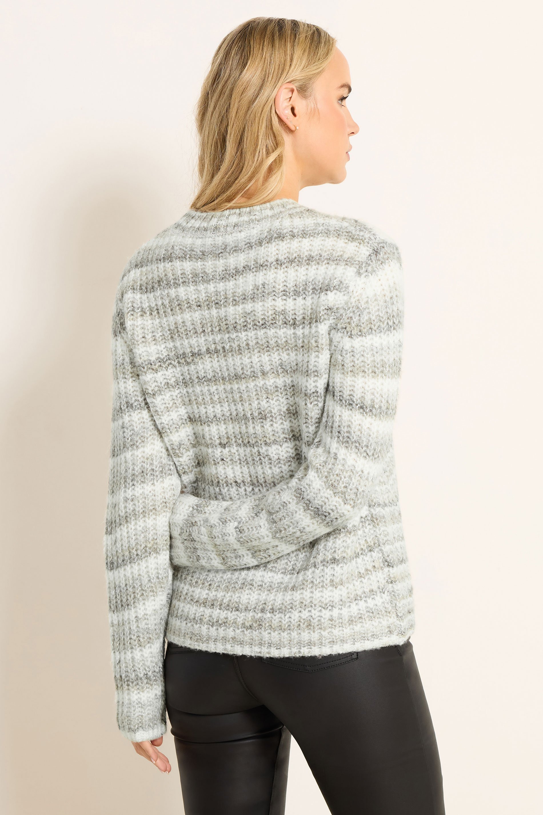 LTS Tall Grey Stripe Knitted Jumper | Long Tall Sally 3