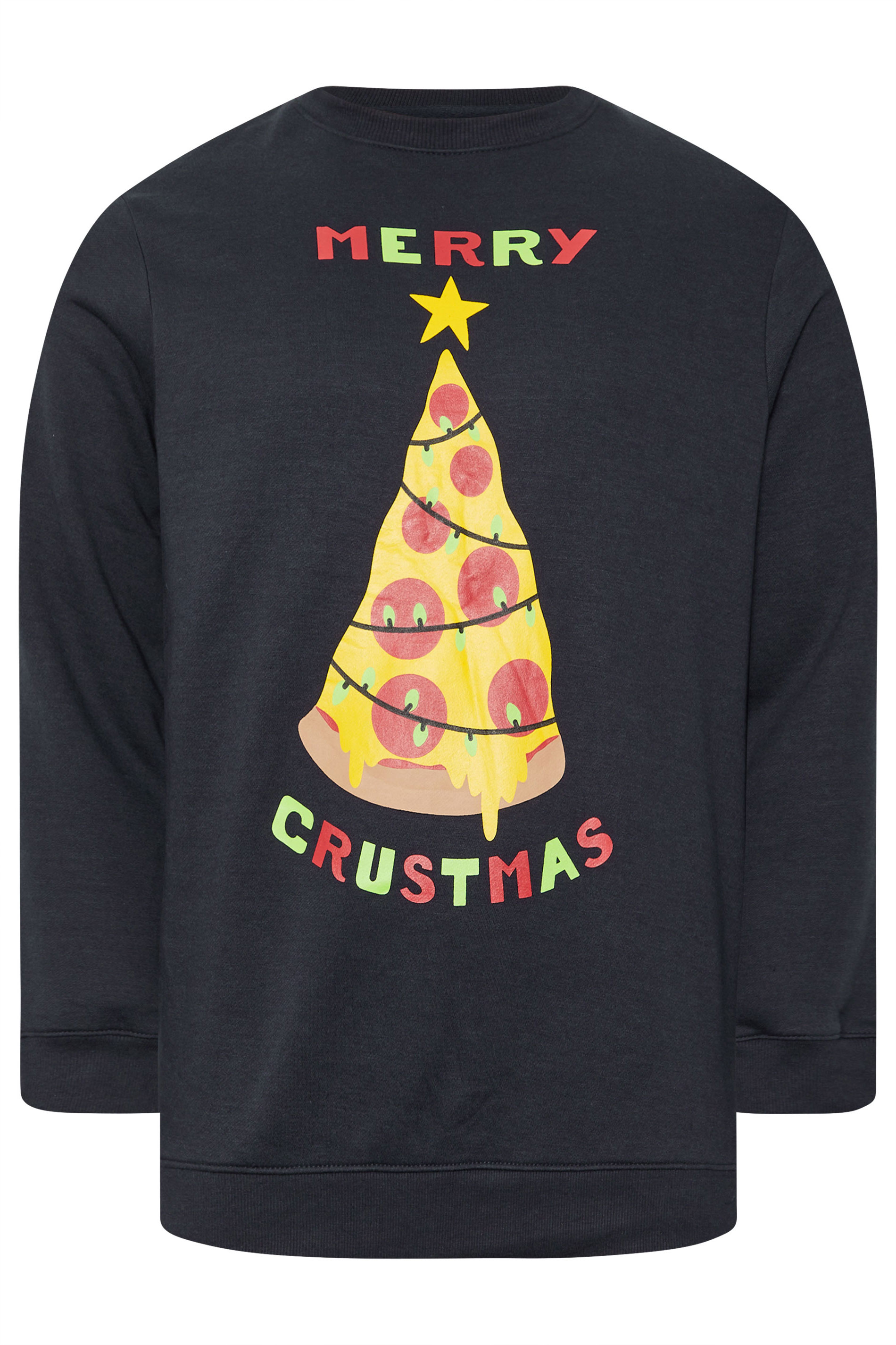 BadRhino Big & Tall Black 'Merry Crustmas' Printed Sweatshirt | BadRhino 4