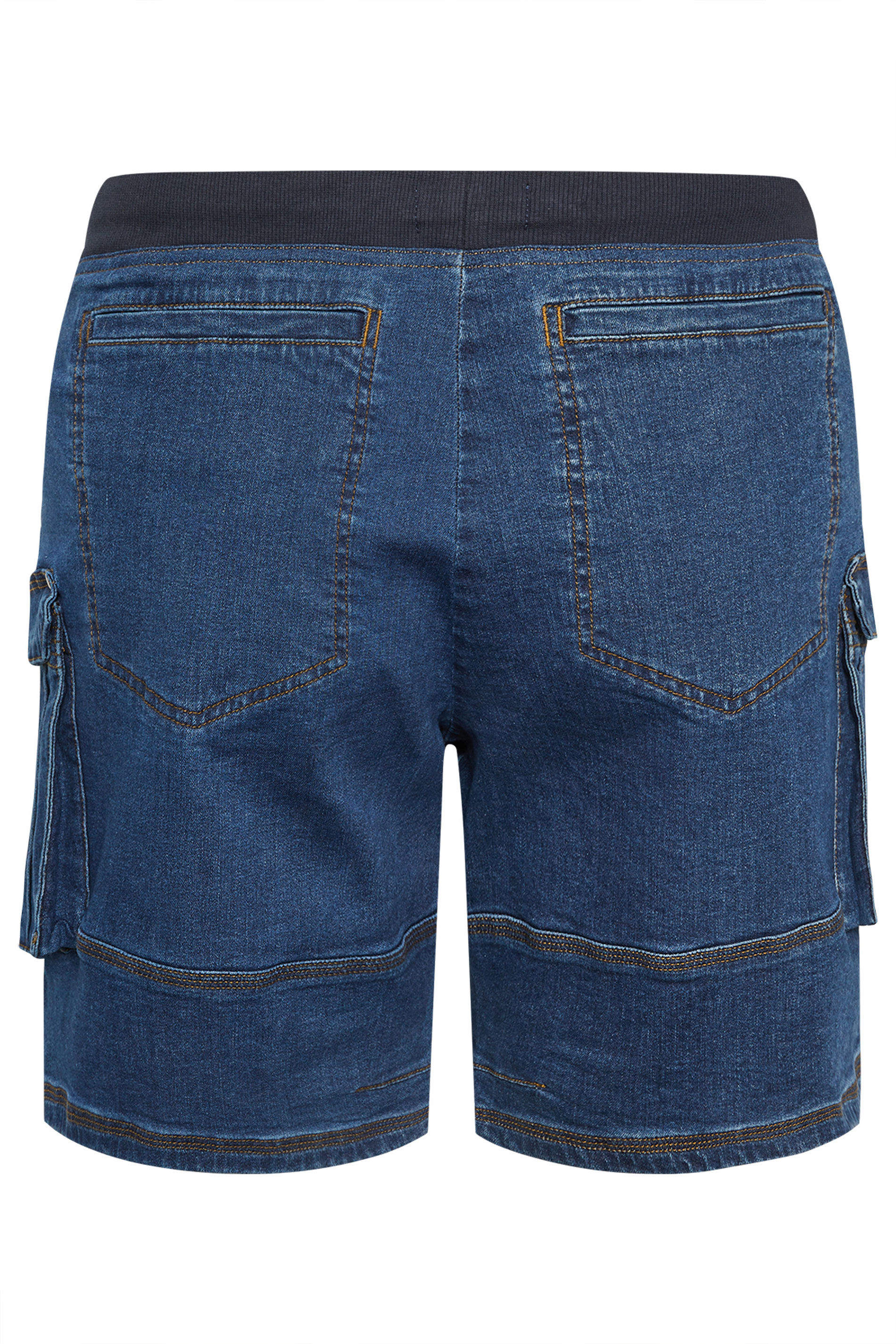 BadRhino Big & Tall Blue Elasticated Cargo Denim Shorts 7