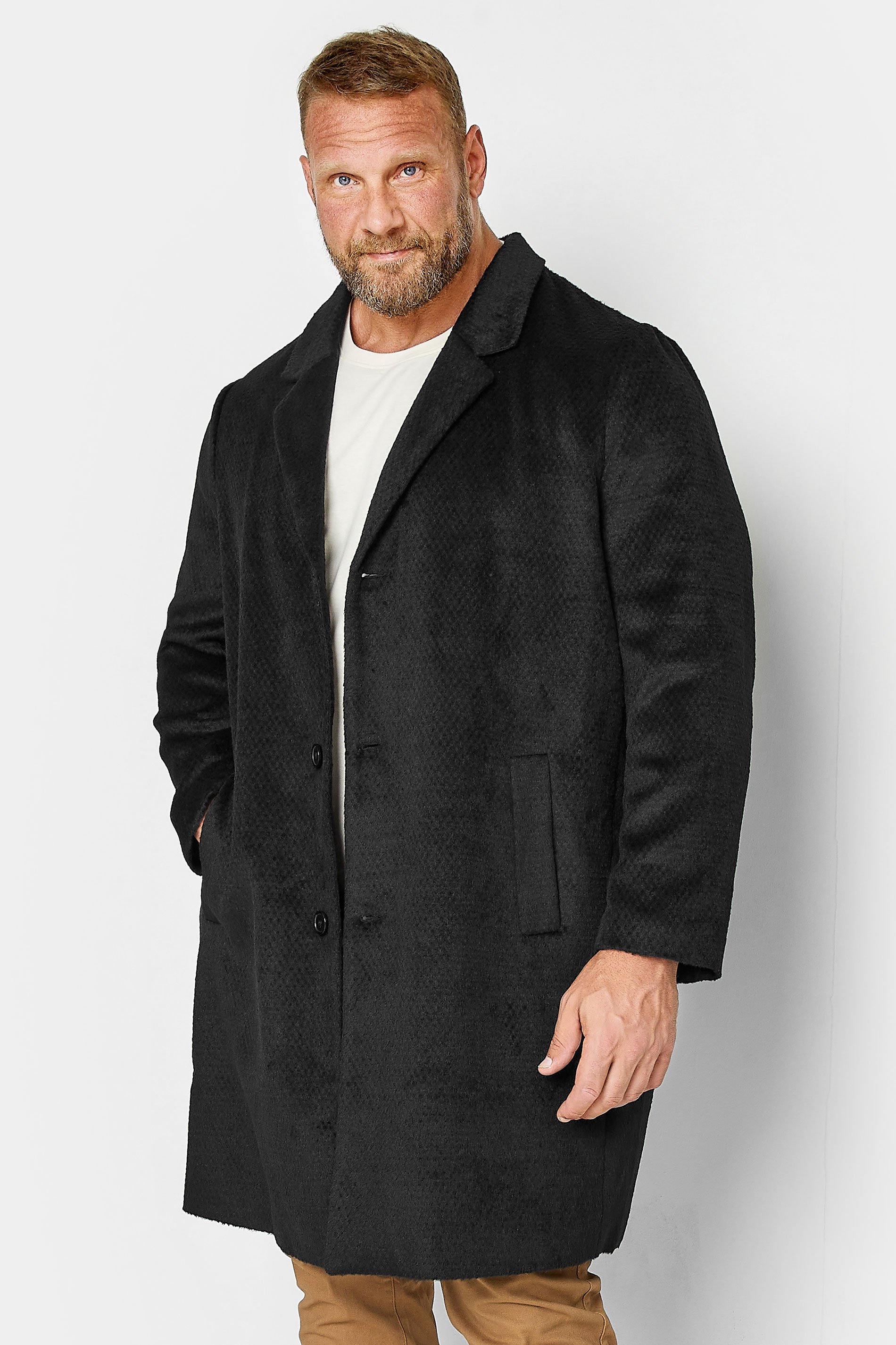 BadRhino Big & Tall Black Single Breasted Coat | BadRhino 1