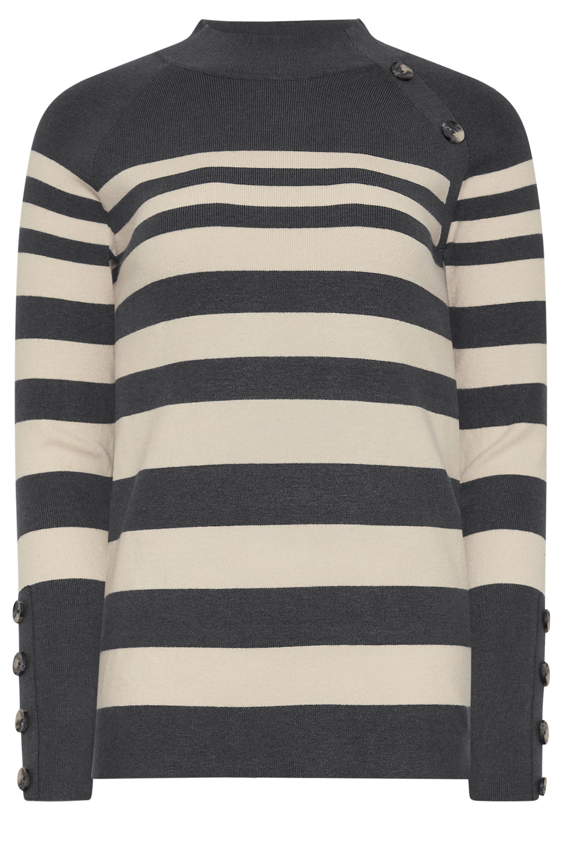 LTS PREMIUM Tall Grey Contrast Stripe Jumper | Long Tall Sally 5