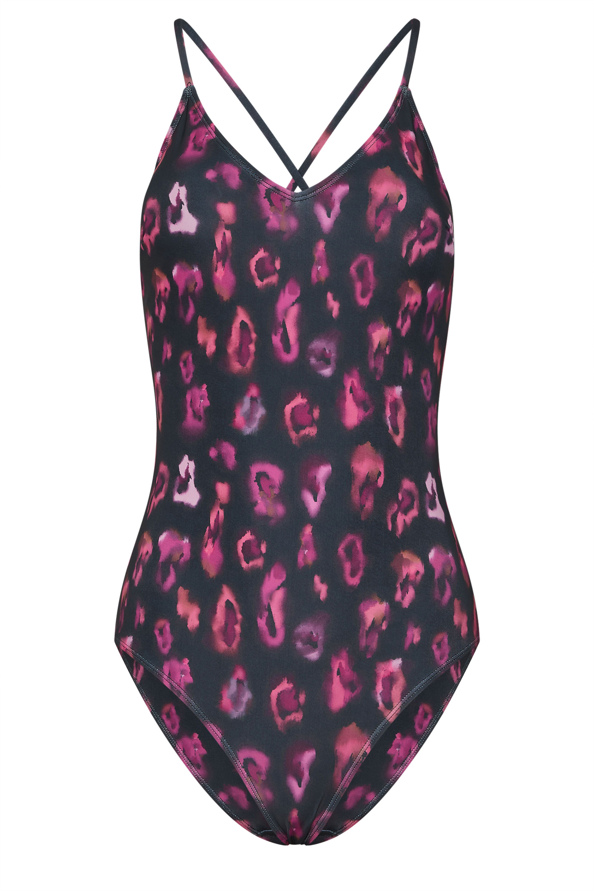LTS Tall Womens Black & Pink Ombre Animal Print Swimsuit | Long Tall Sally 5