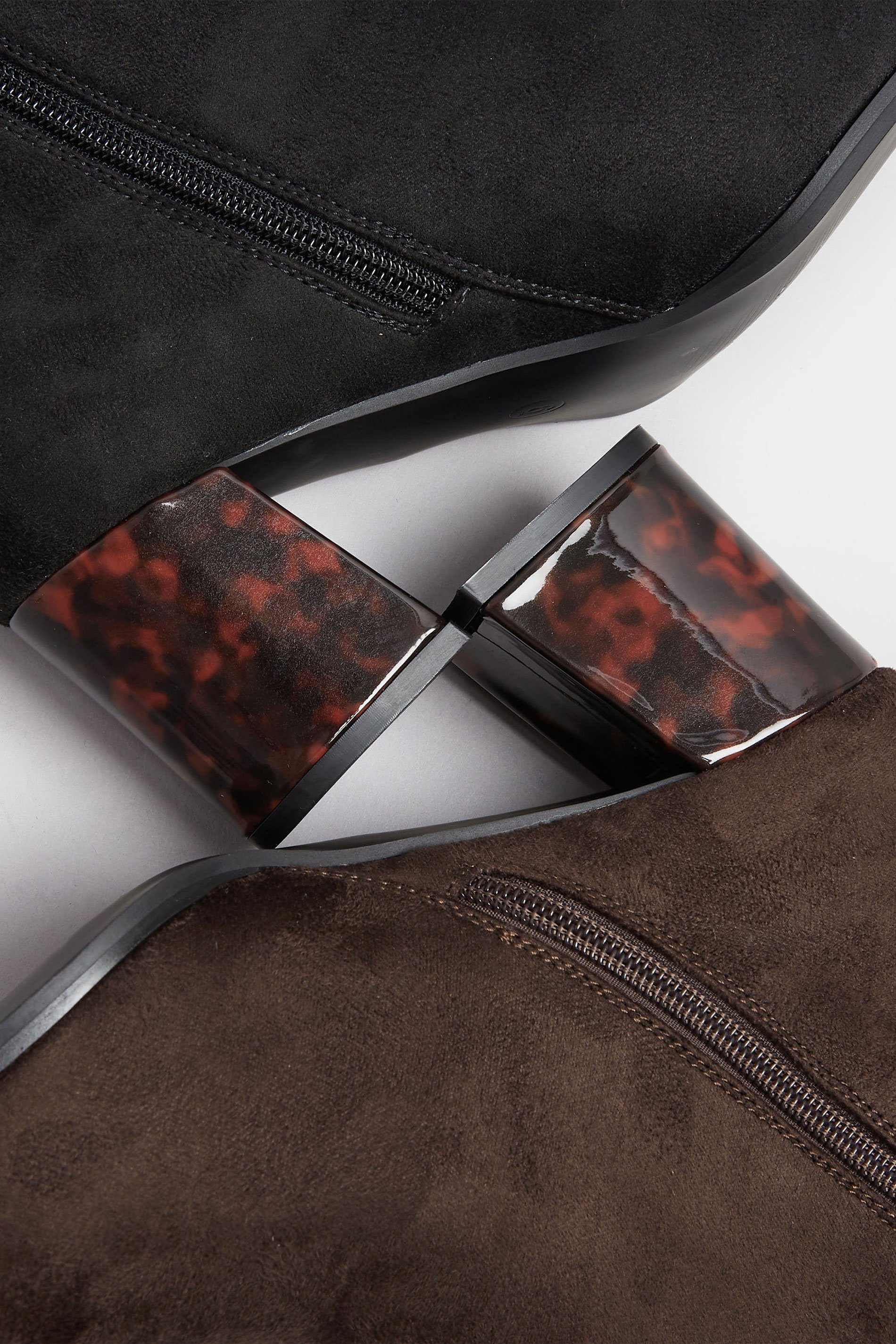 Chocolate Brown Tortoiseshell Block Heel Boots In Extra Wide EEE Fit | Yours Clothing 6