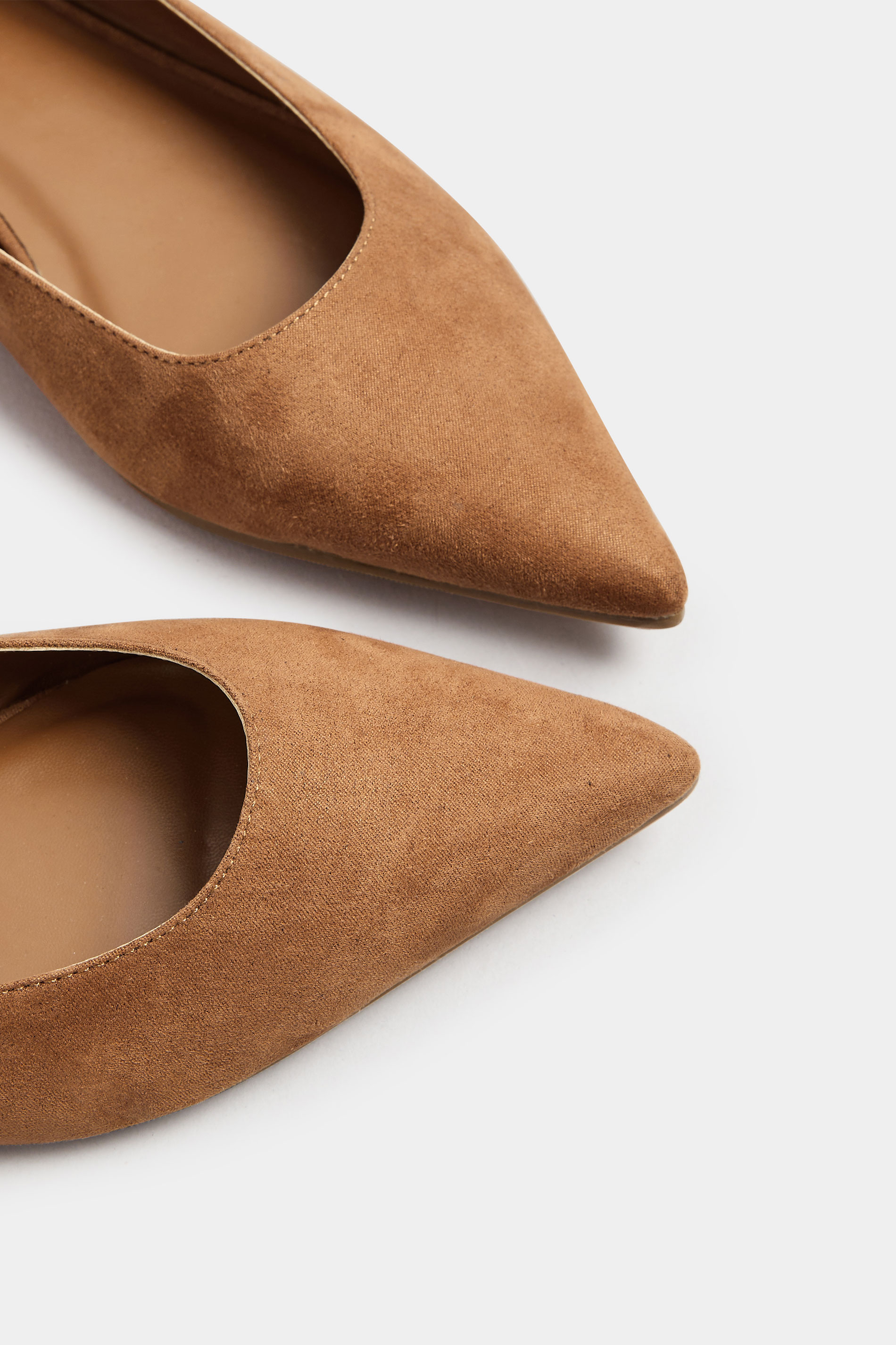 LTS Tan Brown Faux Suede Pointed Flats In Standard Fit | Long Tall Sally 5