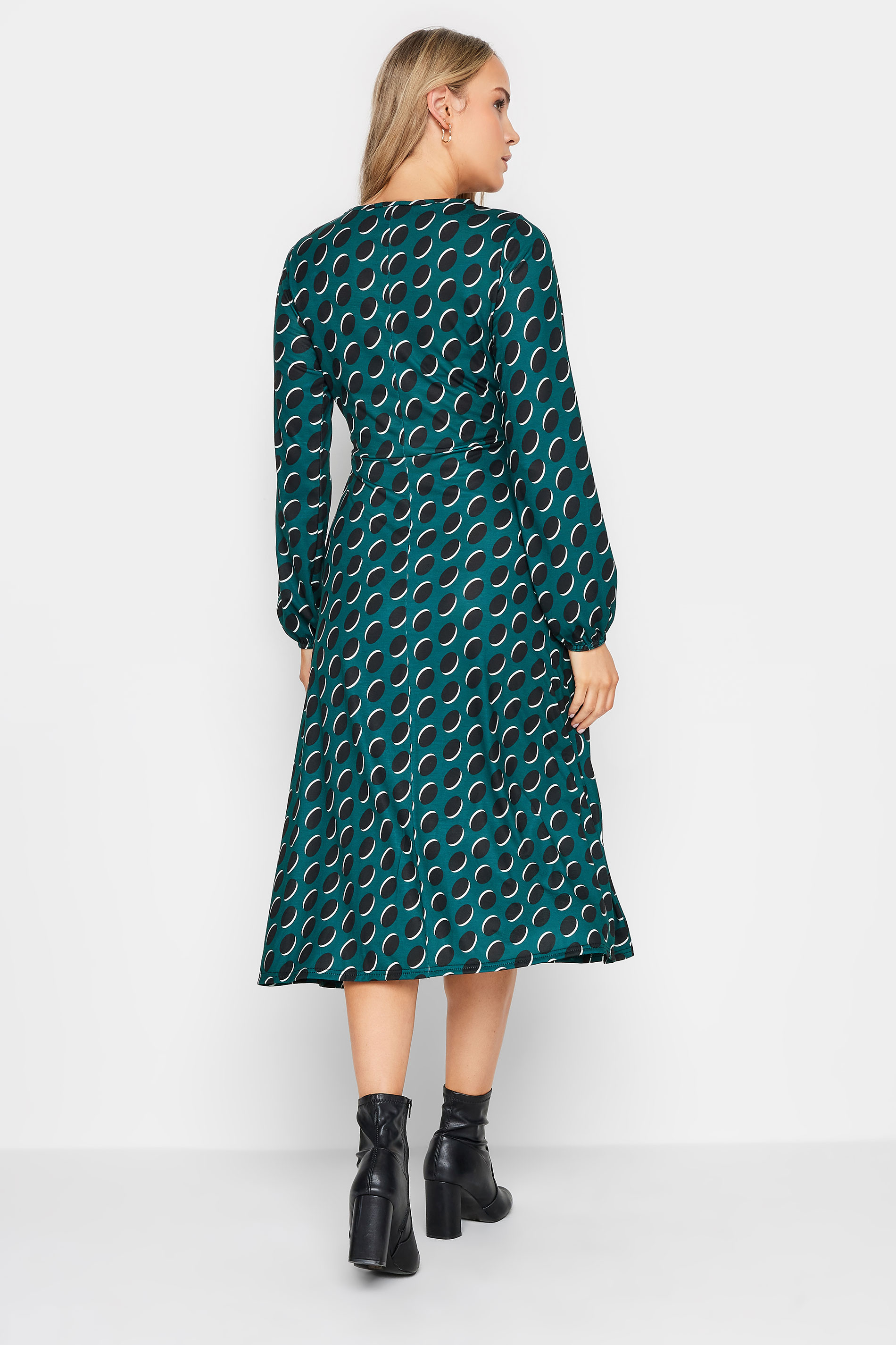 LTS Tall Charcoal Green Spot Print Dress | Long Tall Sally 3