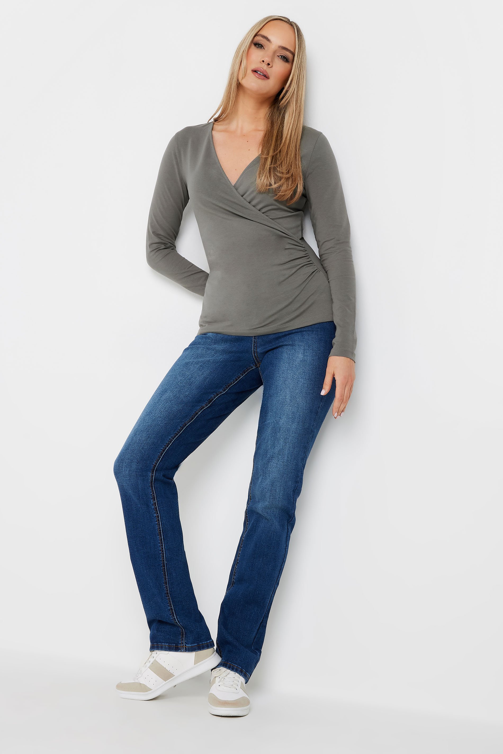 LTS Tall 2 PACK Navy Blue & Grey Wrap Tops | Long Tall Sally 4
