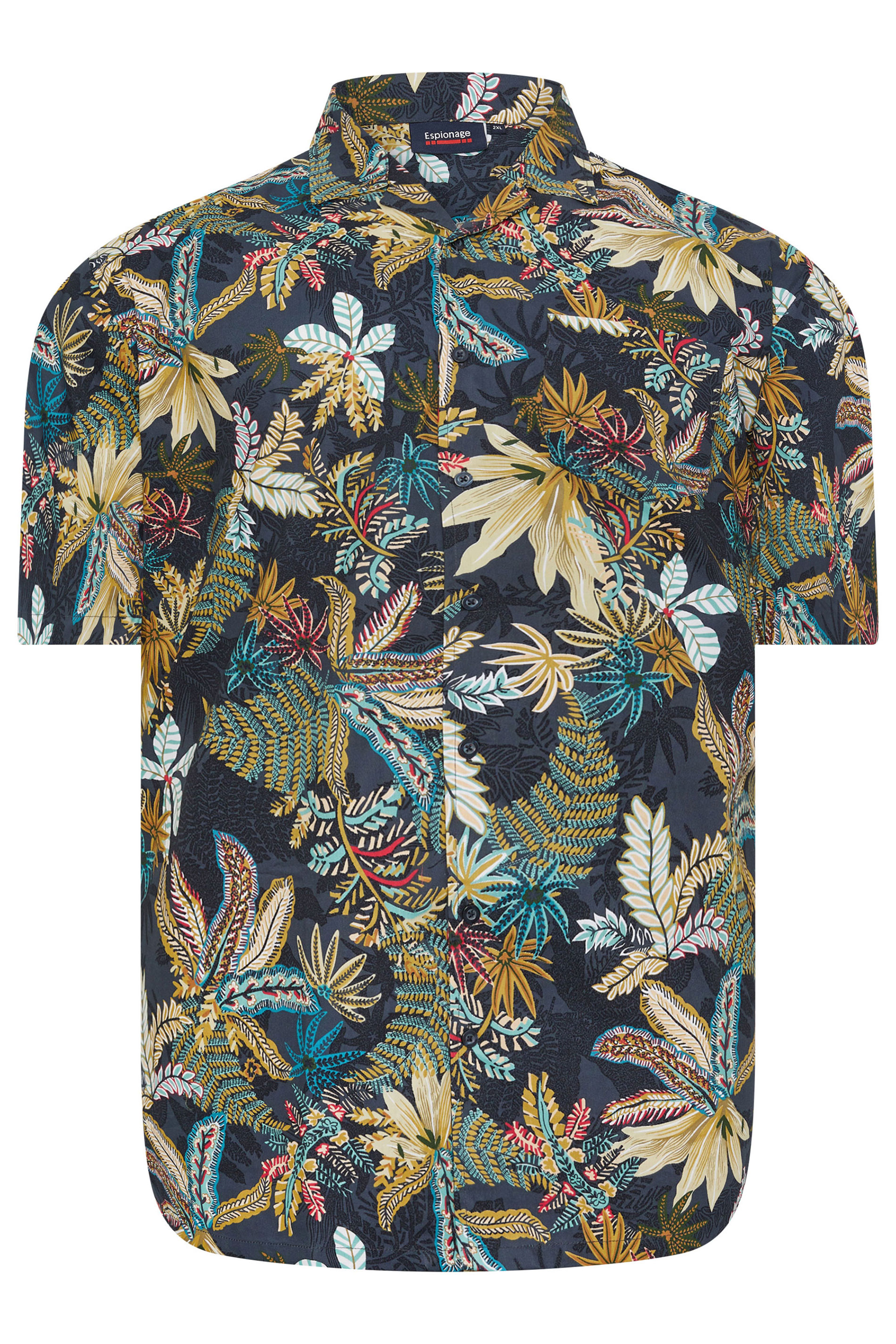 ESPIONAGE Big & Tall Green Jungle Leaf Print Shirt | BadRhino 4