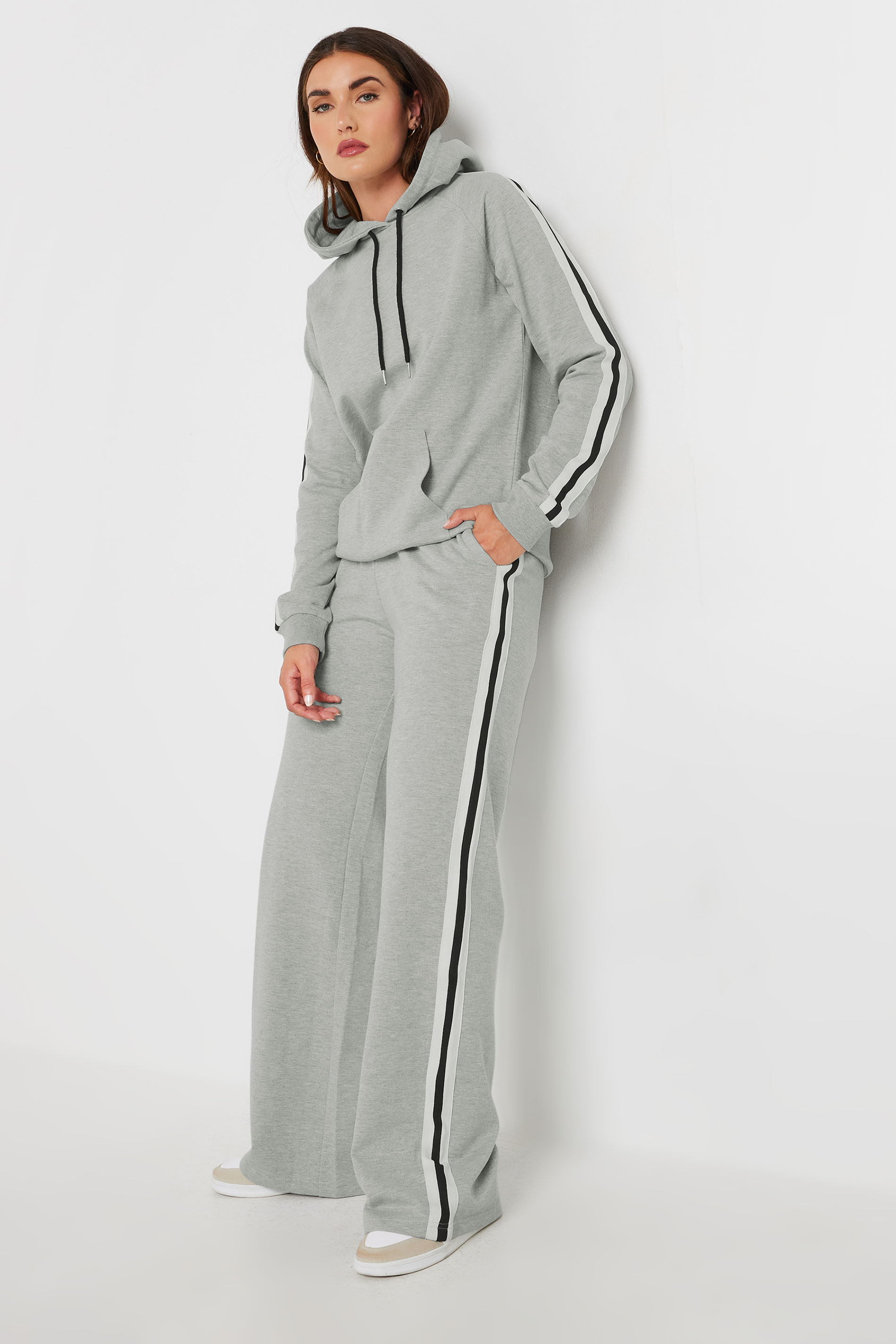 LTS Tall Grey Side Stripe Wide Leg Joggers | Long Tall Sally 3