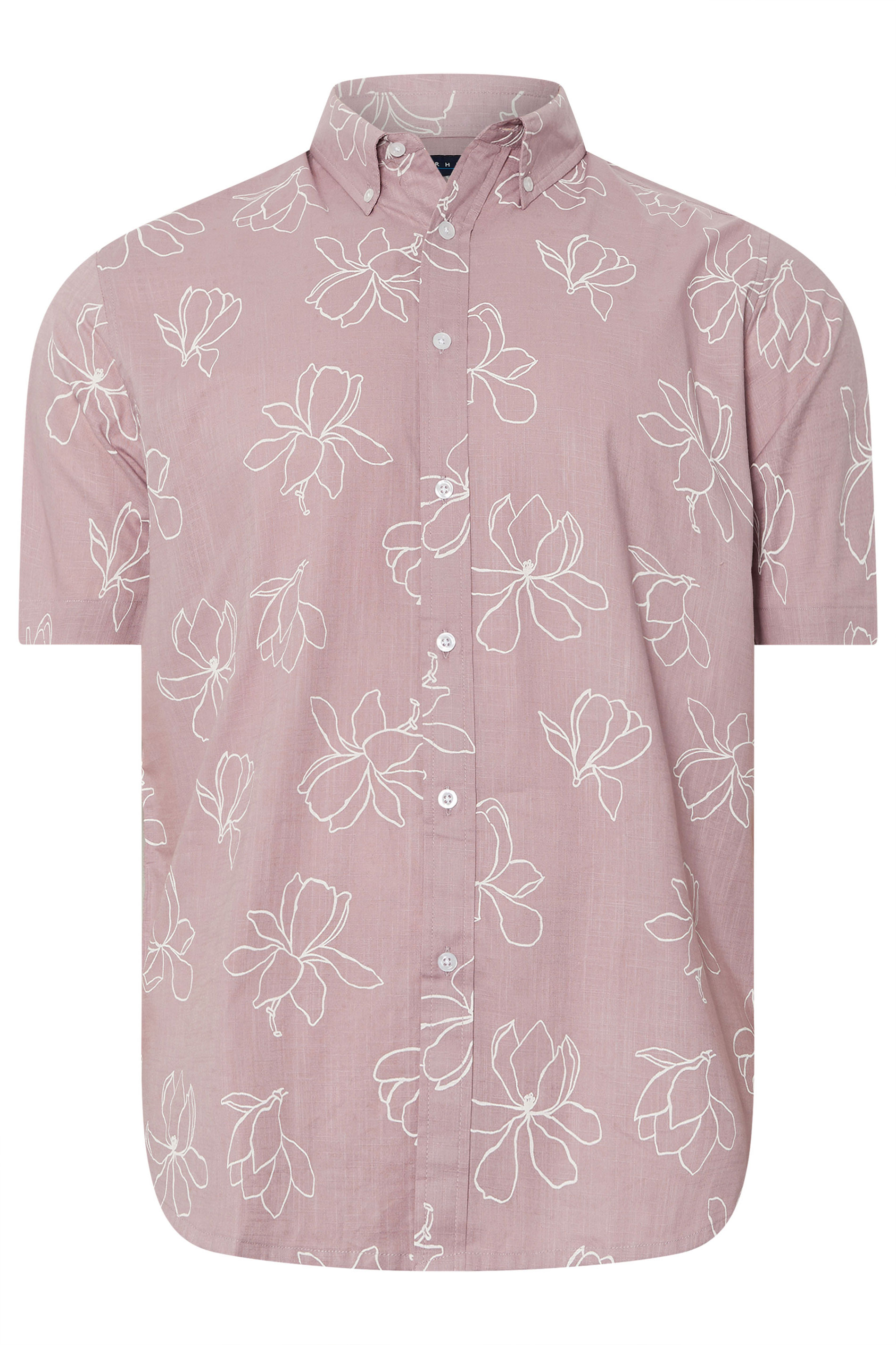 BadRhino Big & Tall Pink Linear Floral Slub Shirt | BadRhino 7