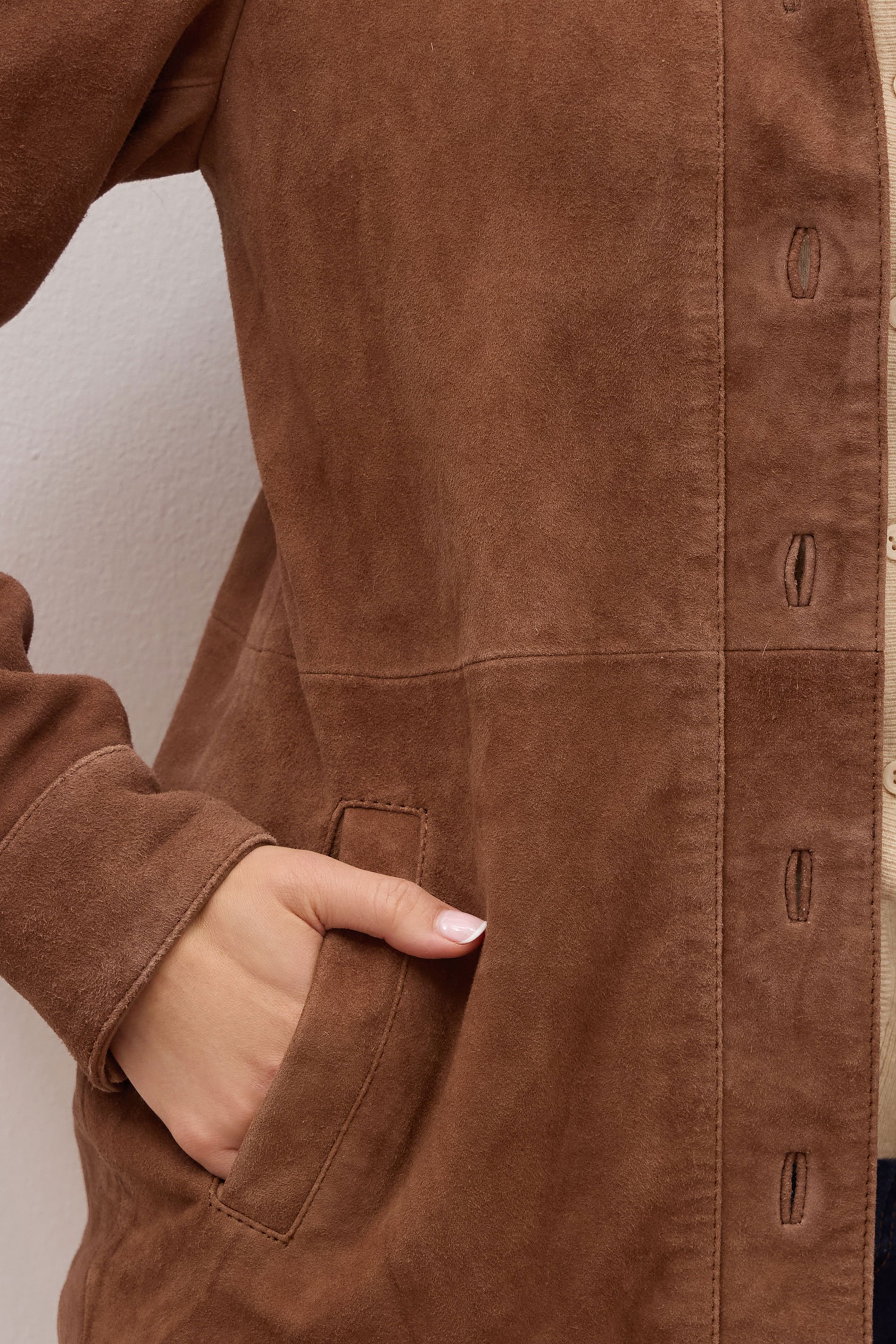 LTS PREMIUM Tall Brown Suede Leather Jacket | Long Tall Sally 5