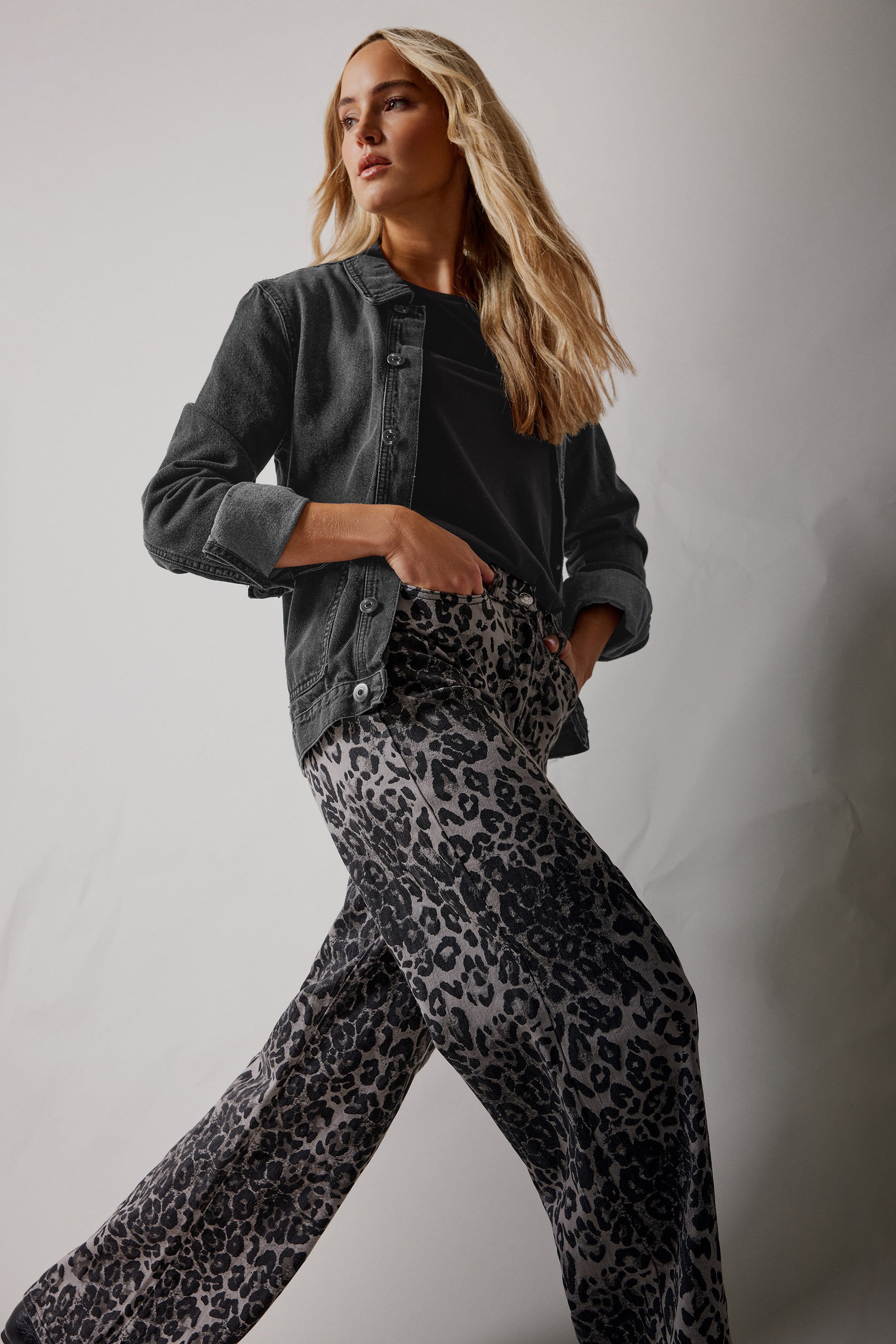 LTS Tall Womens Black Washed Denim Jacket | Long Tall Sally  2