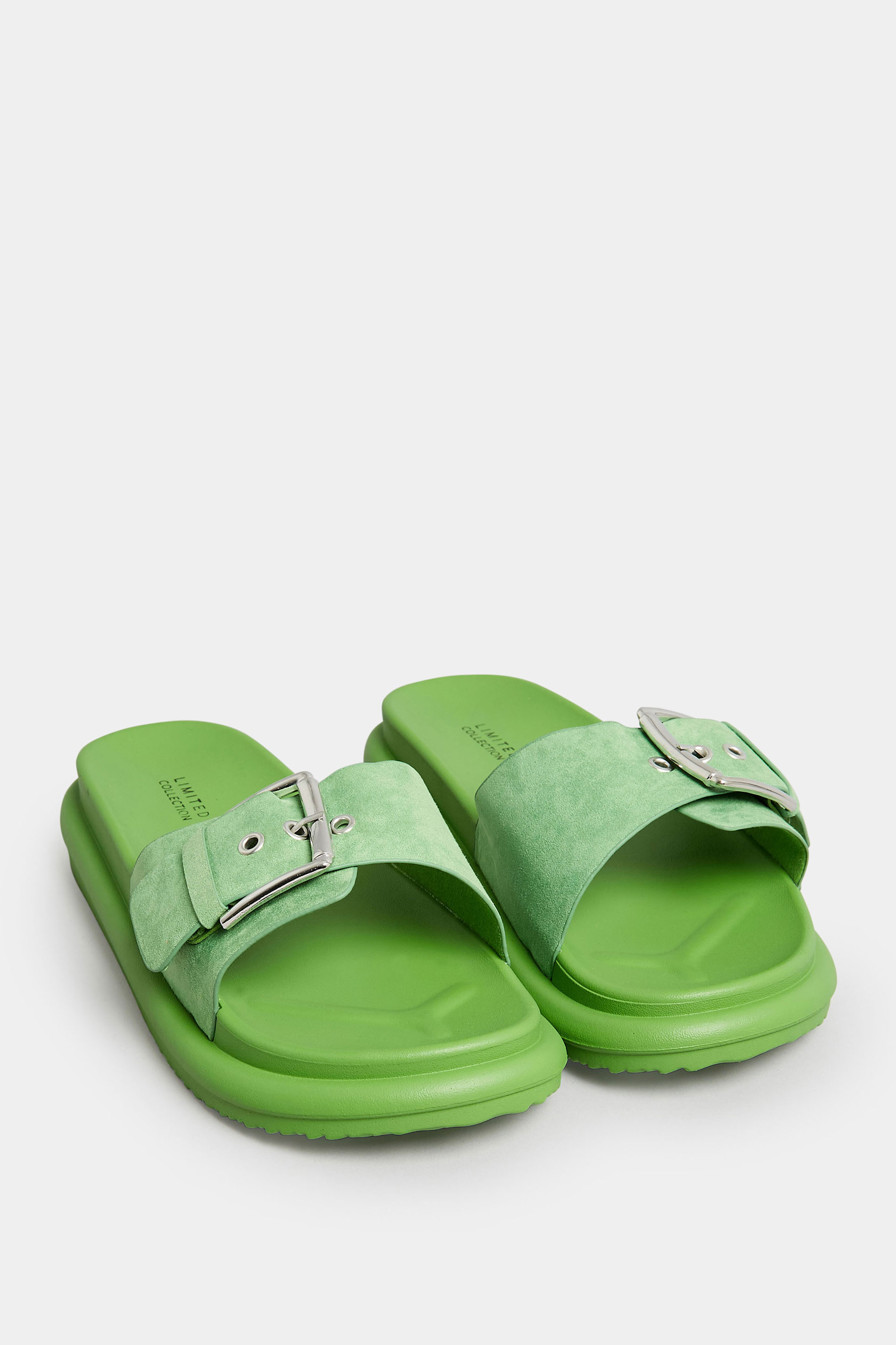 Green Buckle Strap Mule Sandals In Wide E Fit & Extra Wide EEE Fit | Yours Clothing 2