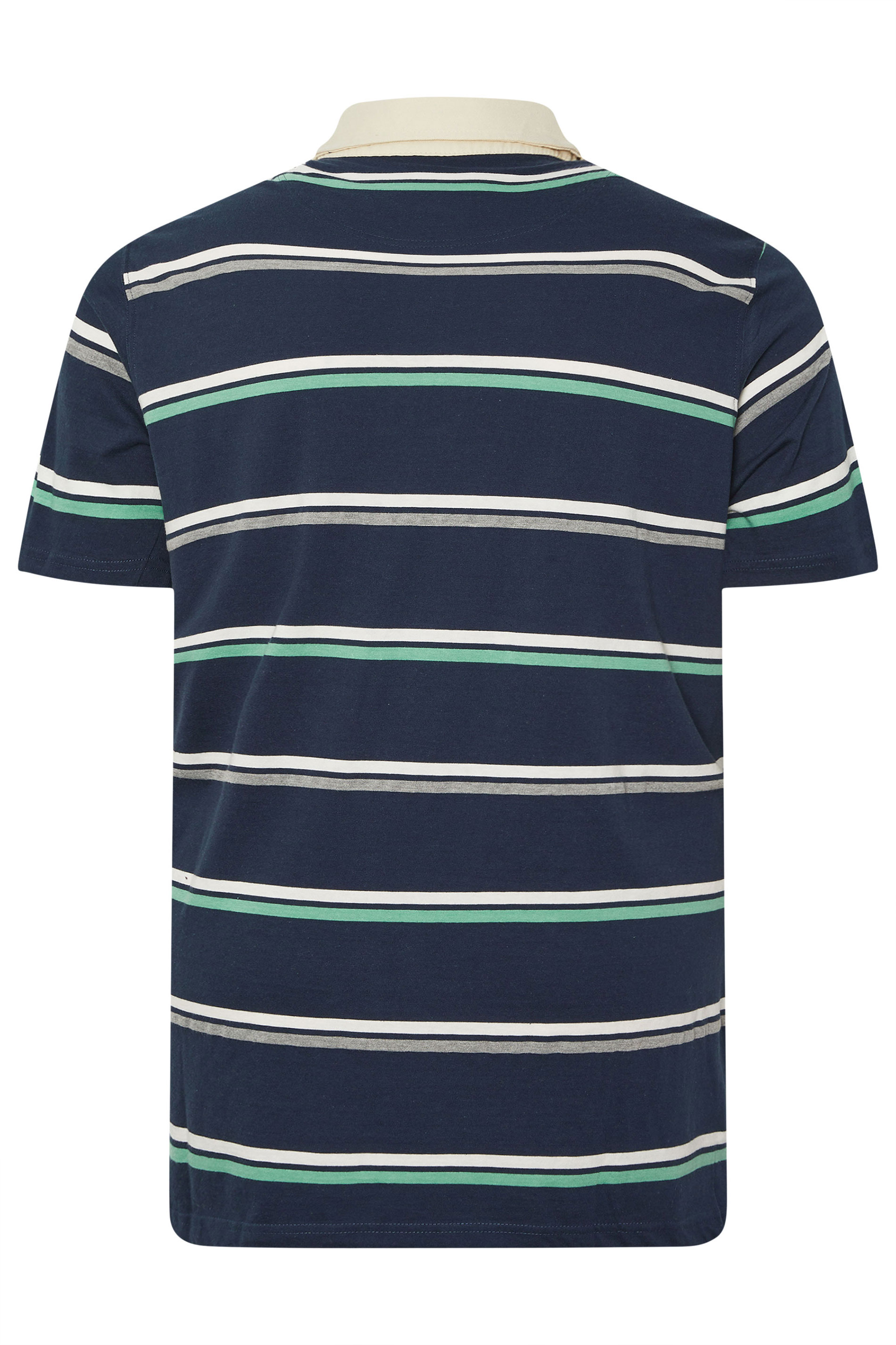 D555 Big & Tall Navy Blue Stripe Rugby Polo Shirt | BadRhino 4
