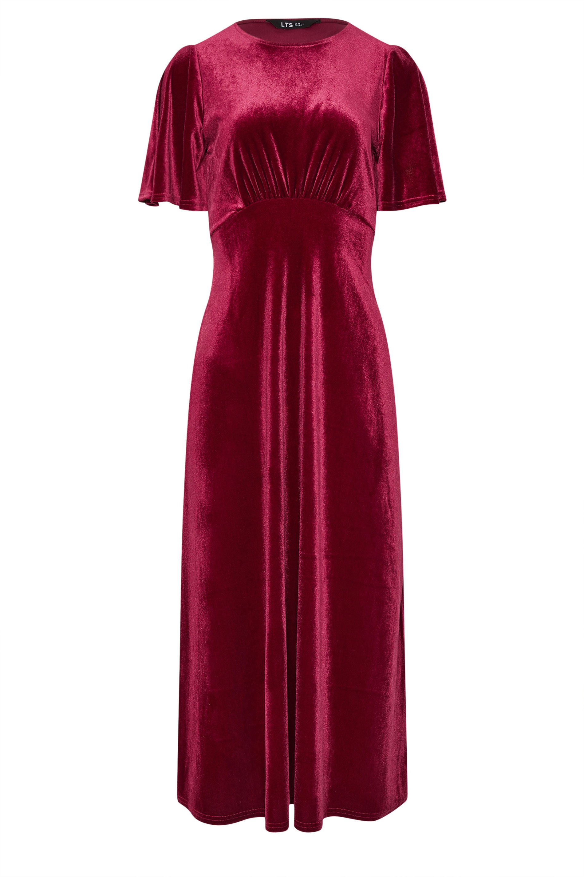 LTS Tall Red Velour Midi Tea Dress | Long Tall Sally 5