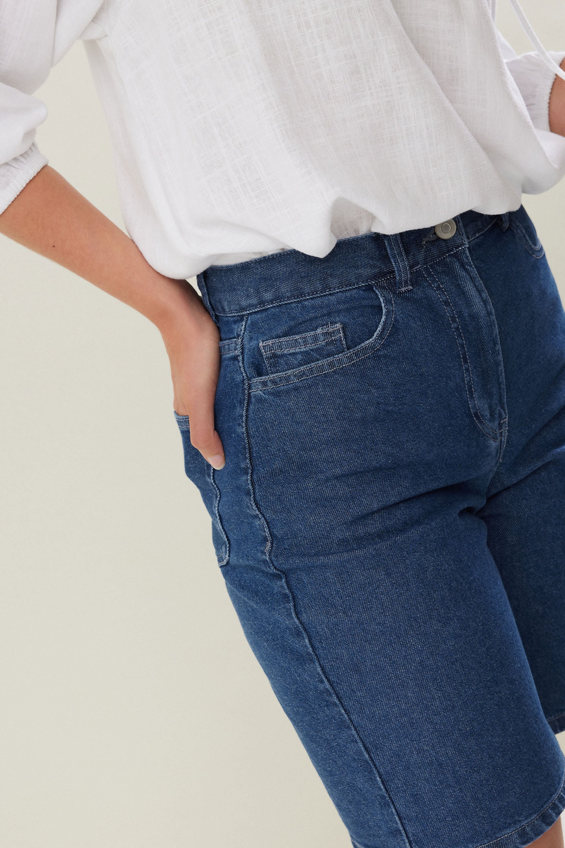 LTS Tall Blue Denim Bermuda Shorts | Long Tall Sally 5